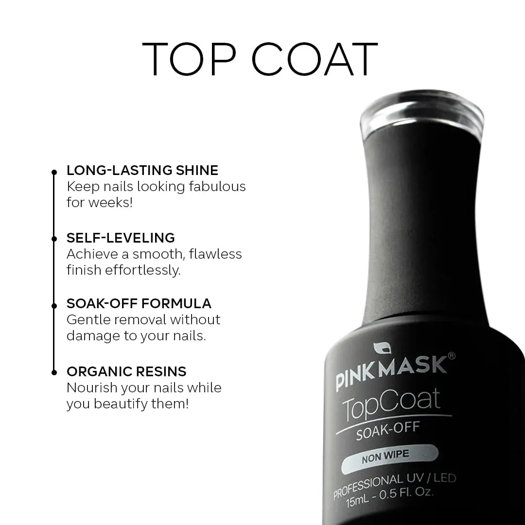 Top Coat Nail Polish Velvet #3 15ml / o.5 oz - Non Wipe, Long Lasting, Glossy Shine Finish, Soak Off Formula