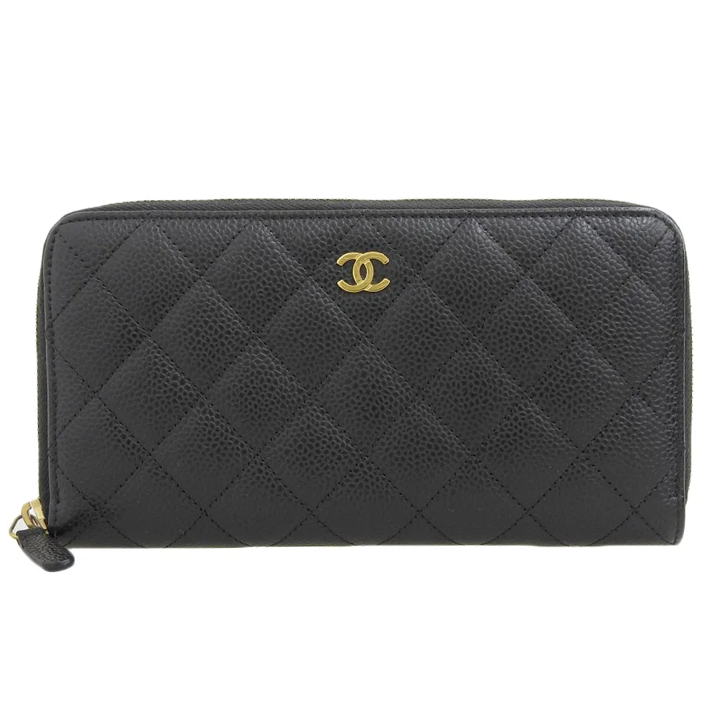 Top Quality Chanel Caviar Skin Round Zipper Long Wallet A50097
