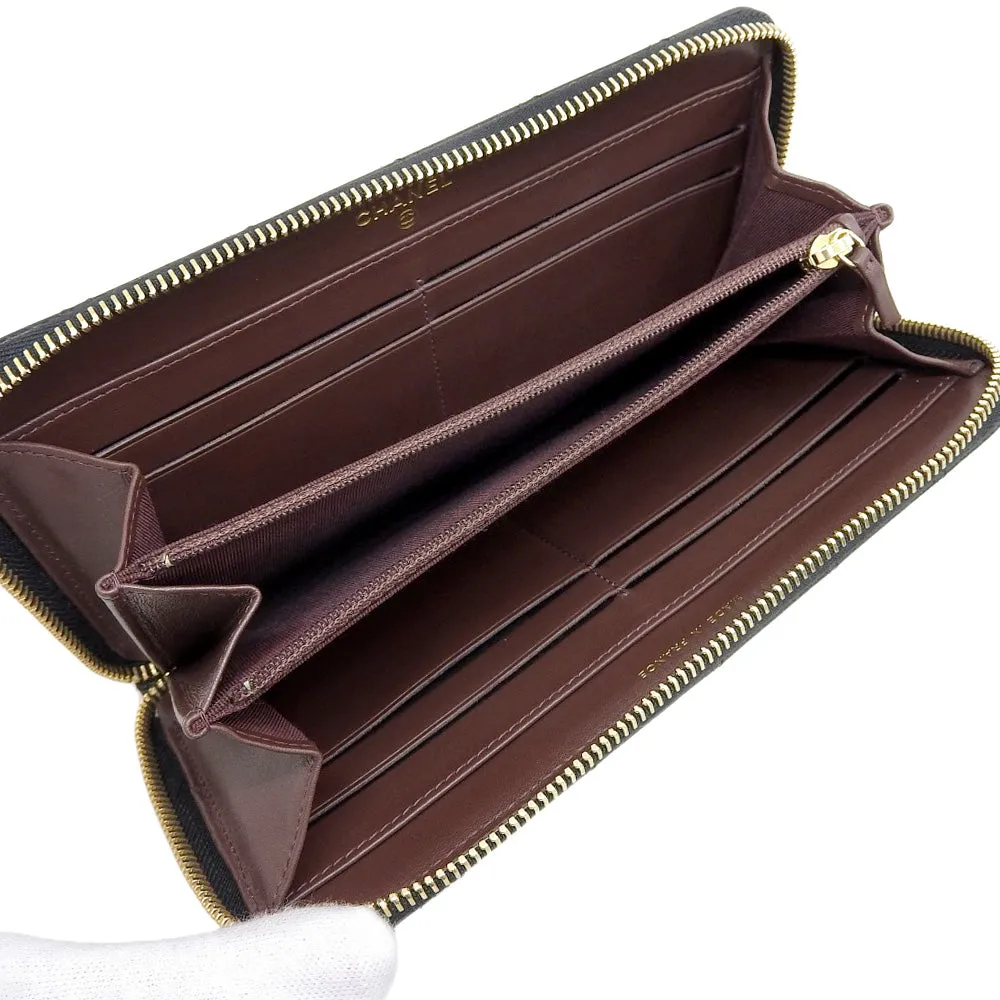 Top Quality Chanel Caviar Skin Round Zipper Long Wallet A50097