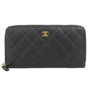 Top Quality Chanel Caviar Skin Round Zipper Long Wallet A50097