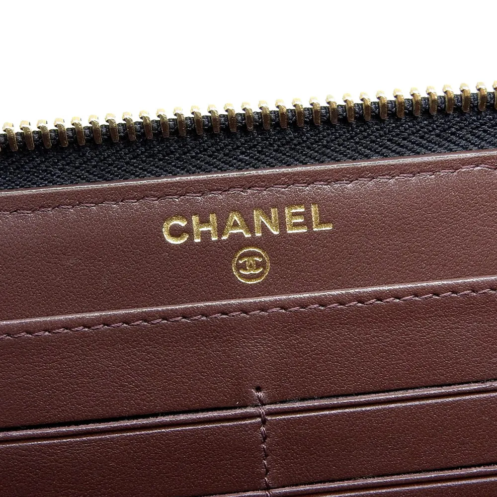 Top Quality Chanel Caviar Skin Round Zipper Long Wallet A50097