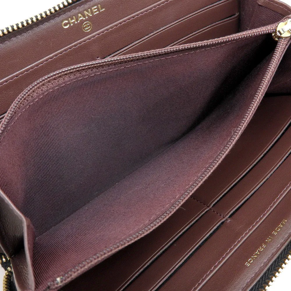 Top Quality Chanel Caviar Skin Round Zipper Long Wallet A50097
