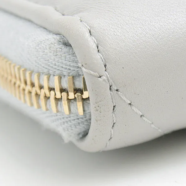 Top Quality Chanel Lambskin Round Zipper Long Wallet Gray