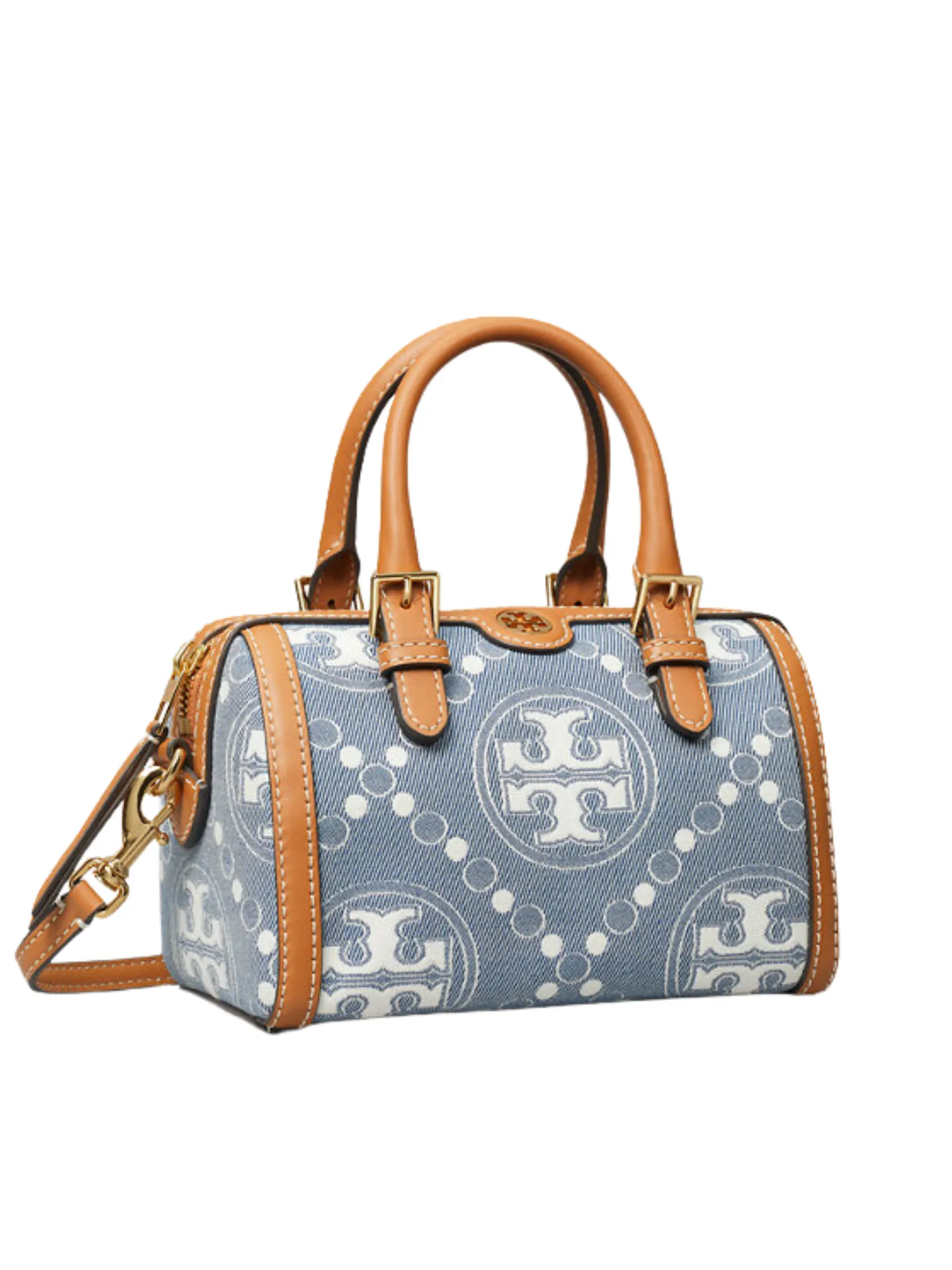 Tory Burch T Monogram Denim Petite Barrel Bag Multi