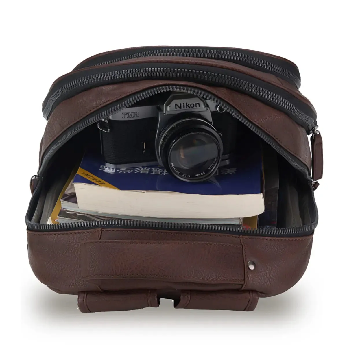 Tosca Vegan Leather Laptop Backpack - Chocolate