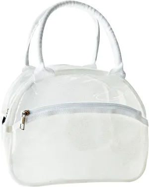 TotePrint 1 Pcs Clear Pink Glitter Jelly Toiletry Bag Waterproof Travel Toiletry Bag with Zipper and Handle Cosmetic Bag