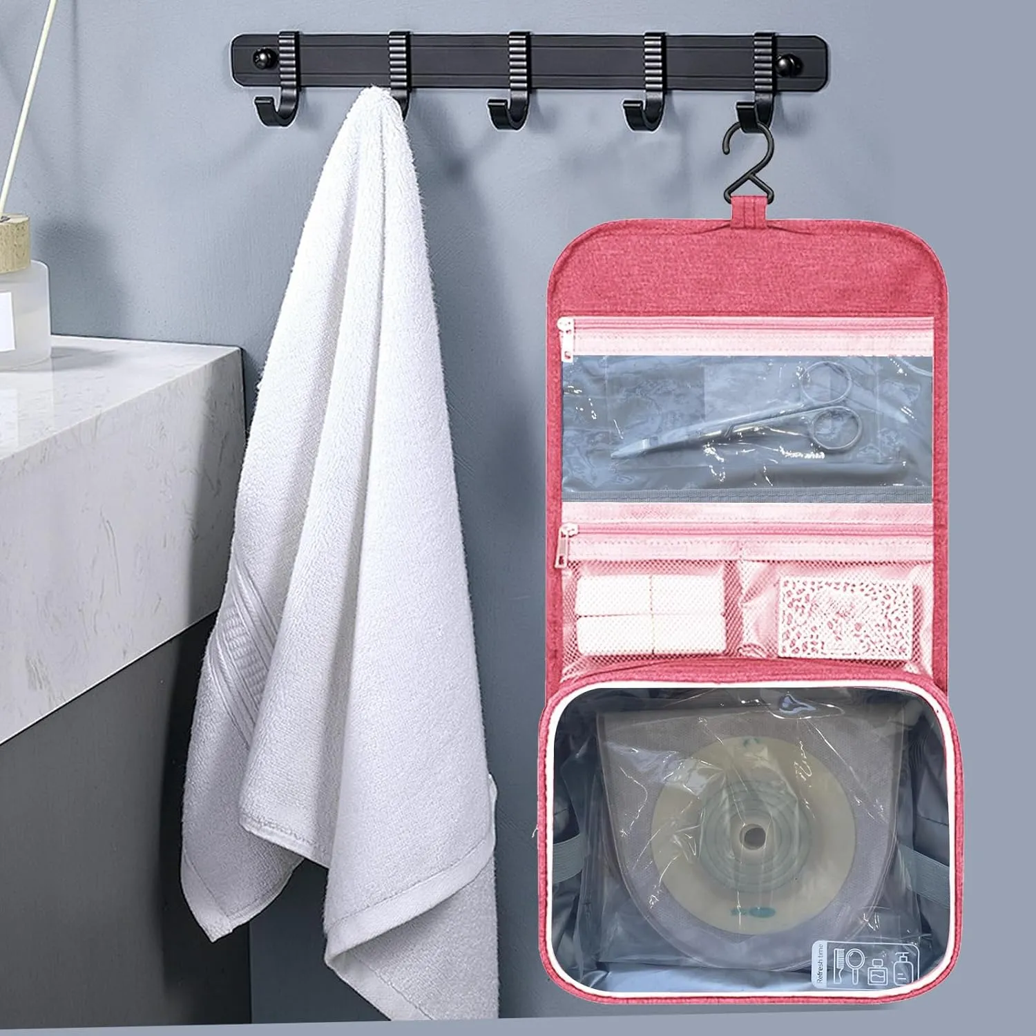 Travel Bag for Ostomy and Colostomy Supplies - Perfect for Post - Surgery Users, with Hanging Design and Stylish Covers for Female Patients