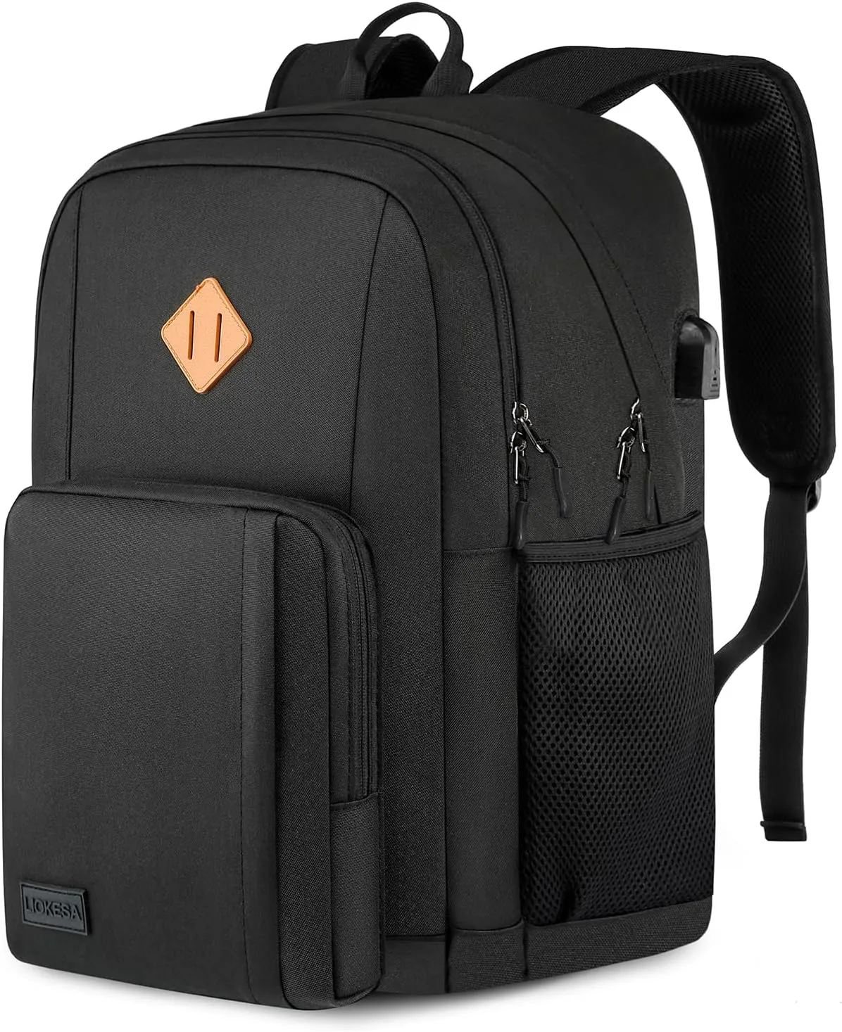 Travel Laptop Backpack, Lightweight Casual School Backpack for Teens, Slim Durable Backpack with USB Charging Port, 17.3 Inch Anti Theft Water Resistant Computer Bag Daypack for Men Women, Black