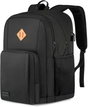Travel Laptop Backpack, Lightweight Casual School Backpack for Teens, Slim Durable Backpack with USB Charging Port, 17.3 Inch Anti Theft Water Resistant Computer Bag Daypack for Men Women, Black