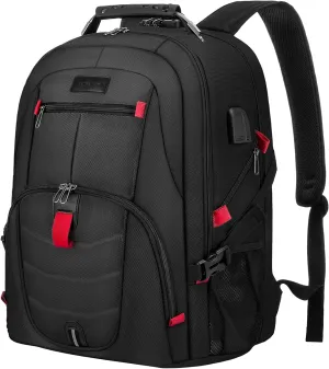 Travel Laptop Backpack Waterproof anti Theft with Lock and USB Charging Port Large Computer Business Backpack for Men Women College (17 Inch, Black)