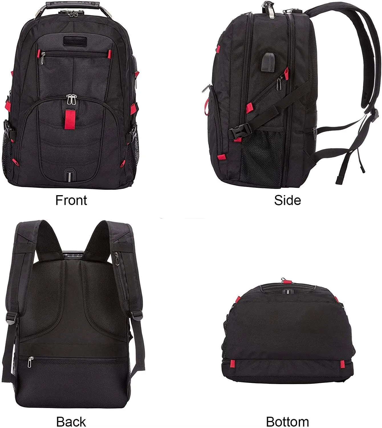 Travel Laptop Backpack Waterproof anti Theft with Lock and USB Charging Port Large Computer Business Backpack for Men Women College (17 Inch, Black)