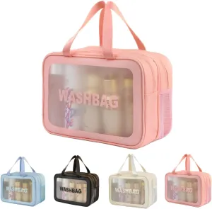 Travel Makeup Bag, Cosmetic Bag Make Up Organizer Case,Large Wide-open Pouch for Women Purse for Toiletries Accessories Brushes,Wash Bag (Pink)