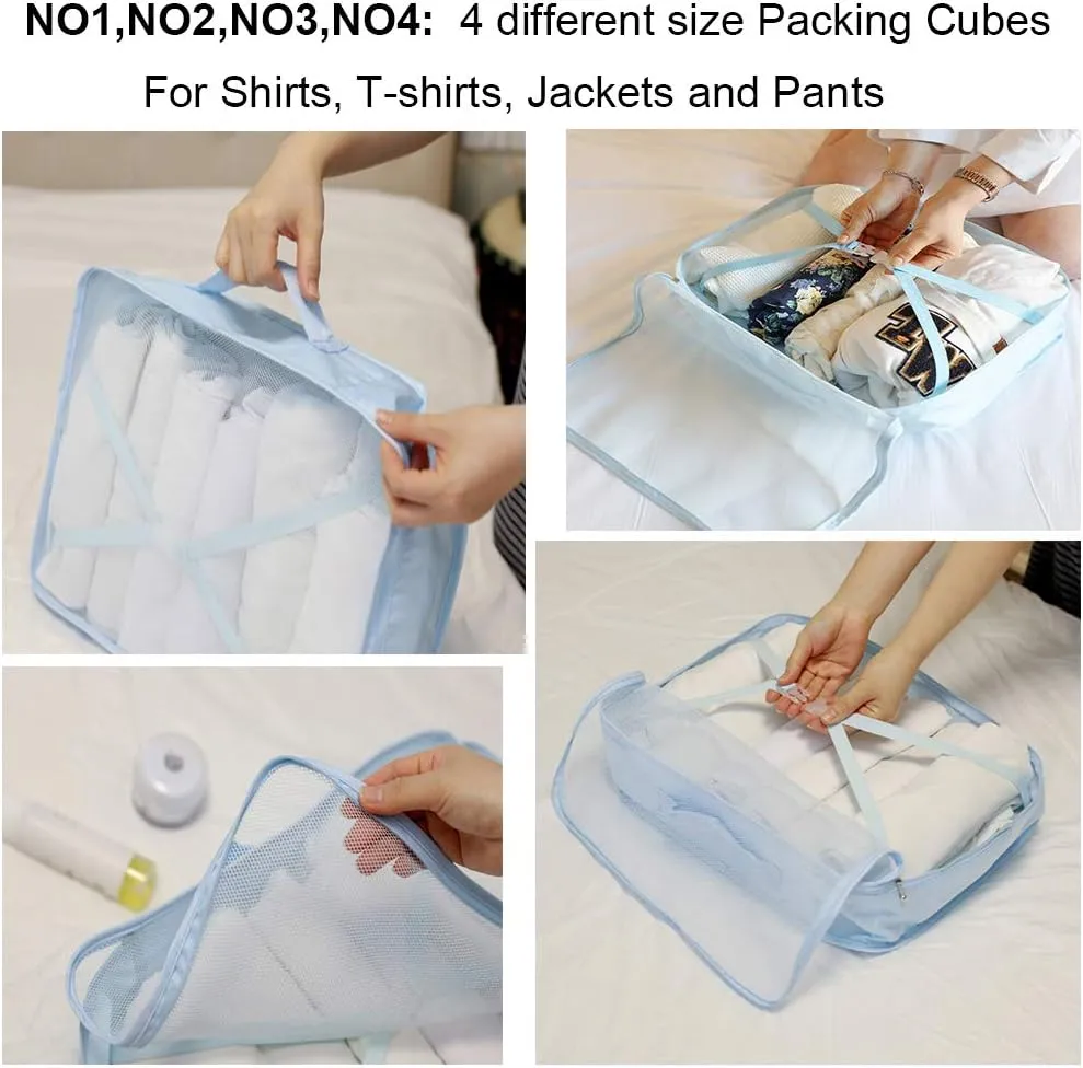 Travel Packing Cubes 8 Pcs Set, Luggage Packing Organizers with Shoe Bag and Toiletry Bag