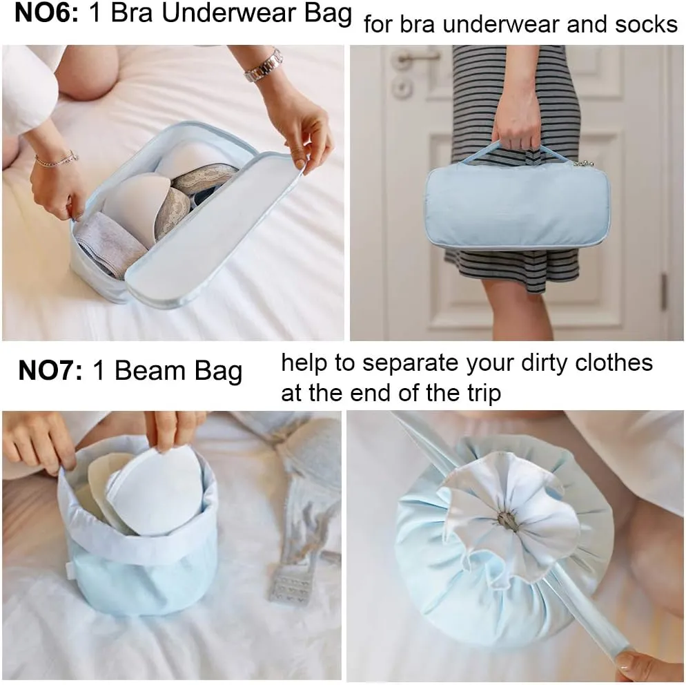 Travel Packing Cubes 8 Pcs Set, Luggage Packing Organizers with Shoe Bag and Toiletry Bag
