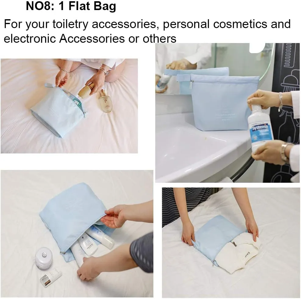 Travel Packing Cubes 8 Pcs Set, Luggage Packing Organizers with Shoe Bag and Toiletry Bag
