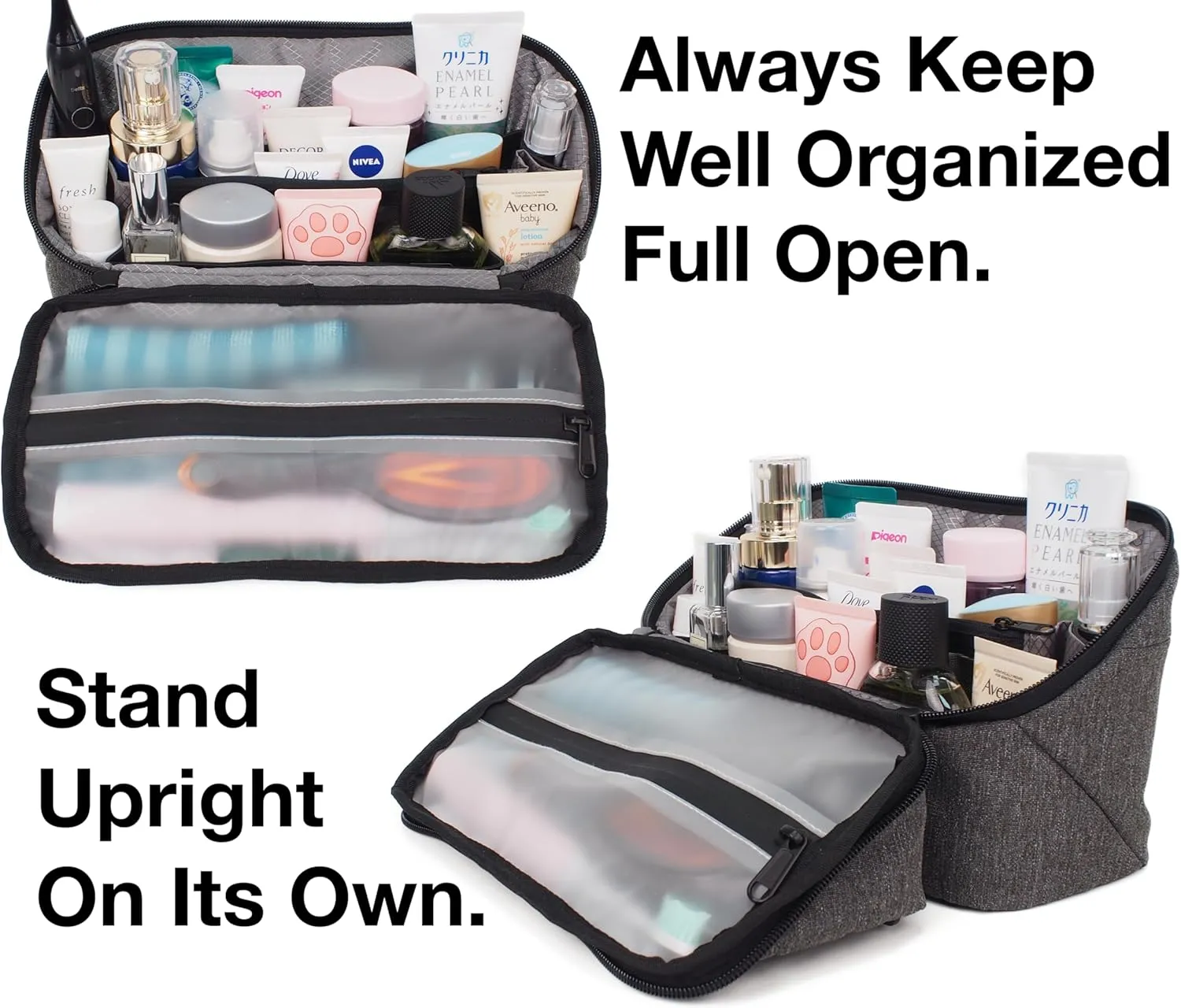 Travel Toiletry Bag for Men Large, Mens Dopp Kit for Tolietries, Shaving Pouch Organizer for Traveling Essentials, Medicine Hygiene Bathroom Shower Bag, Full-Open, Water Resistant, Lightweight, Black
