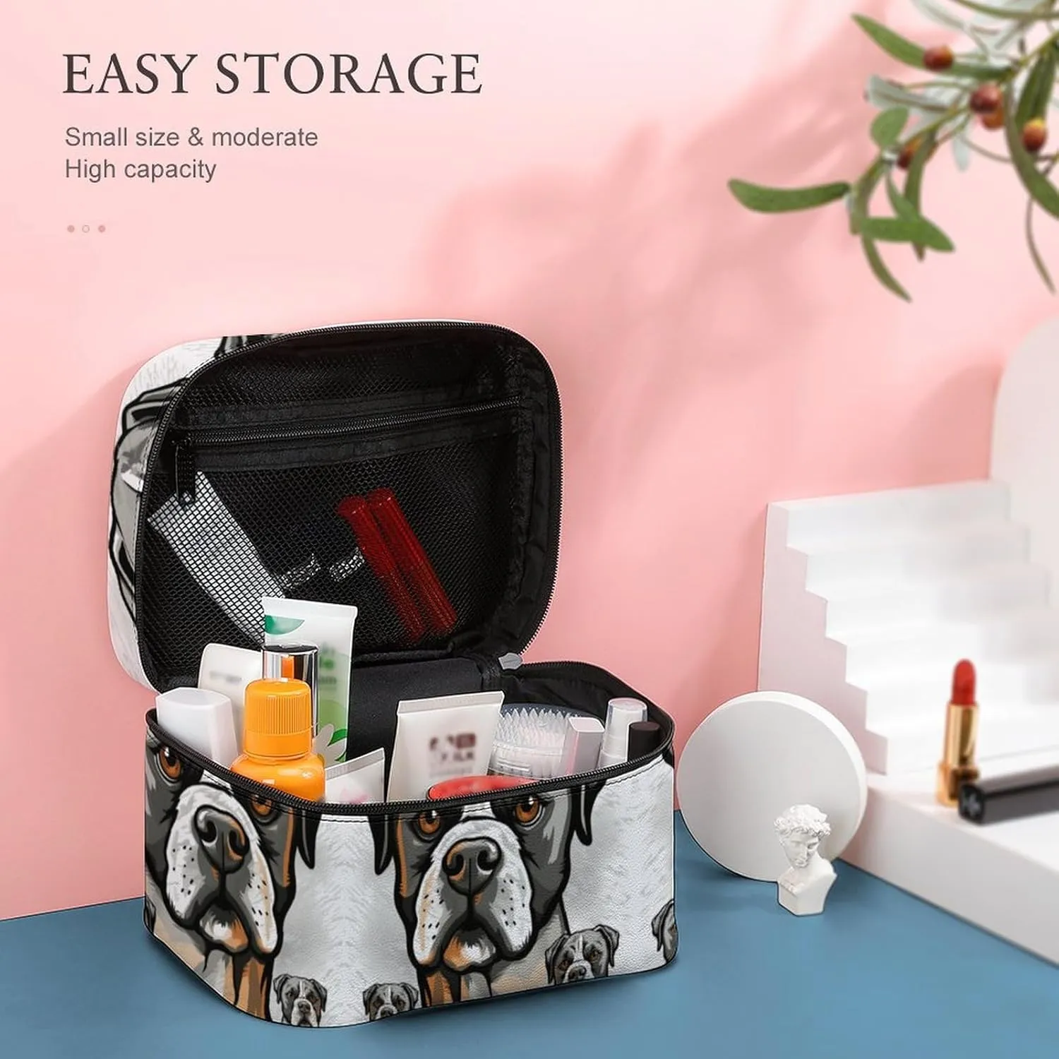 Travel Toiletry Bag for Women And Men,American Bulldog Head Toiletry Organizer, Makeup Bag Travel Organizer for Shampoo,Toiletries