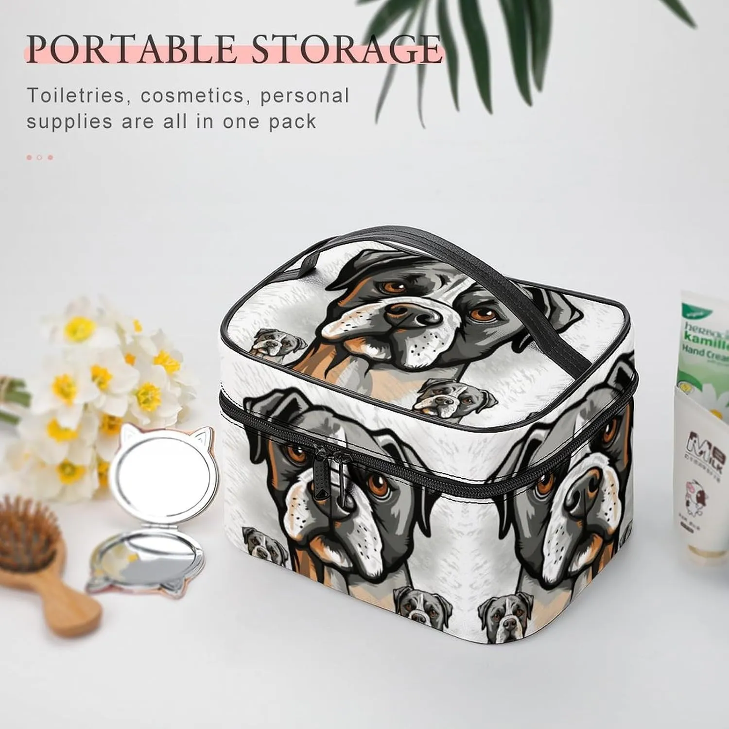 Travel Toiletry Bag for Women And Men,American Bulldog Head Toiletry Organizer, Makeup Bag Travel Organizer for Shampoo,Toiletries