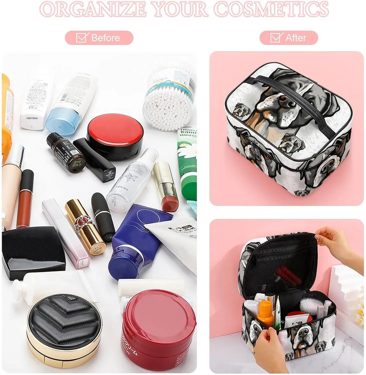 Travel Toiletry Bag for Women And Men,American Bulldog Head Toiletry Organizer, Makeup Bag Travel Organizer for Shampoo,Toiletries