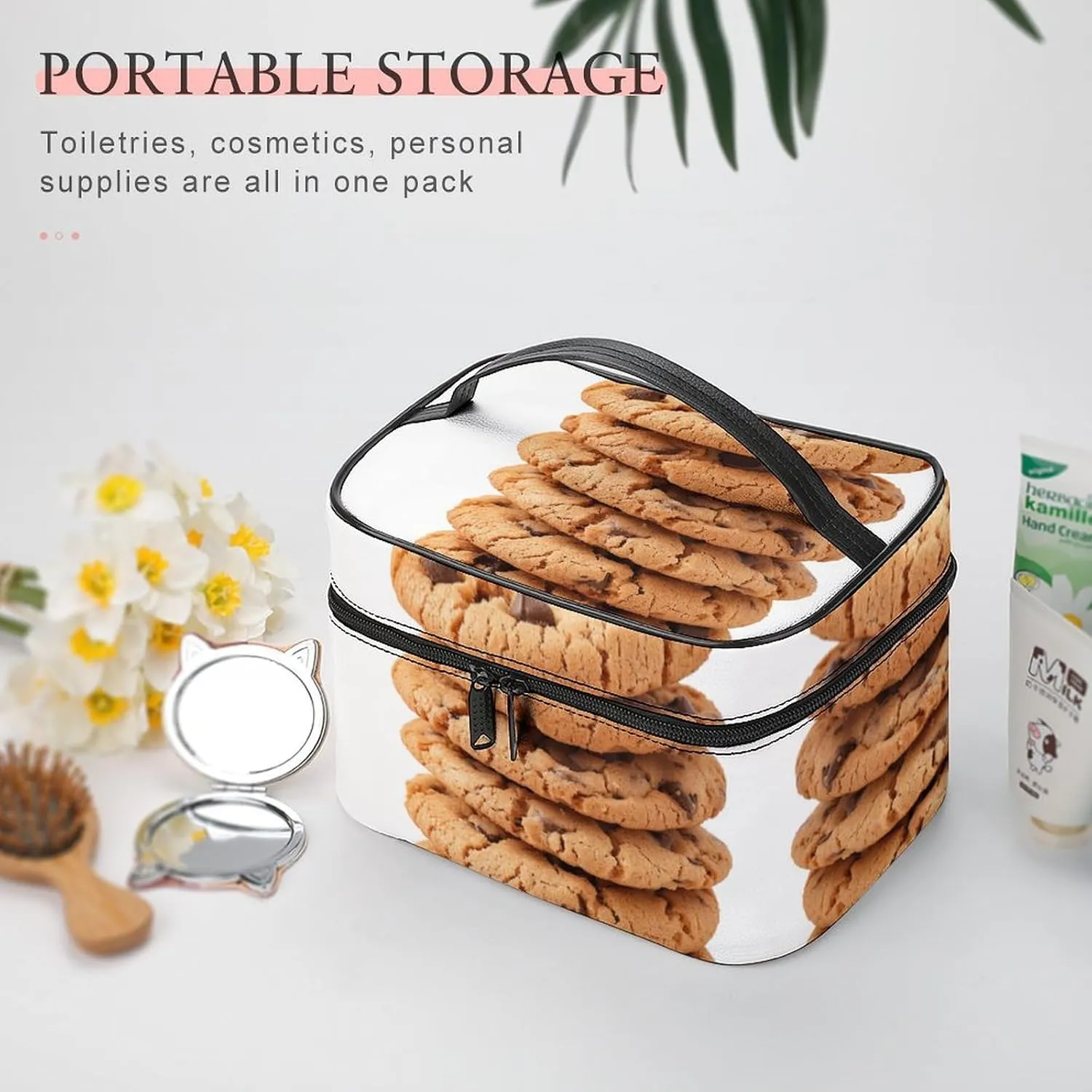 Travel Toiletry Bag for Women And Men,Biscuit Toiletry Organizer, Makeup Bag Travel Organizer for Shampoo,Toiletries