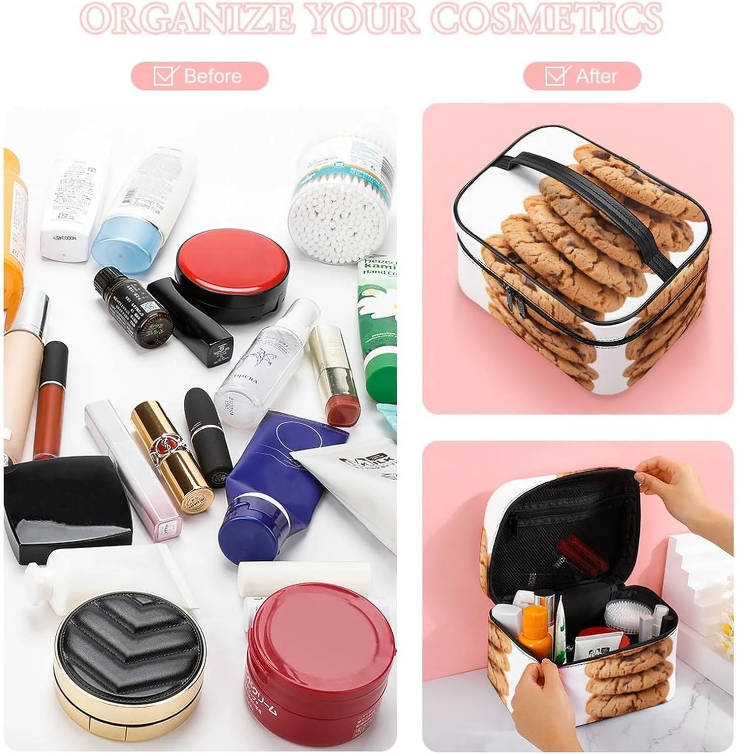 Travel Toiletry Bag for Women And Men,Biscuit Toiletry Organizer, Makeup Bag Travel Organizer for Shampoo,Toiletries