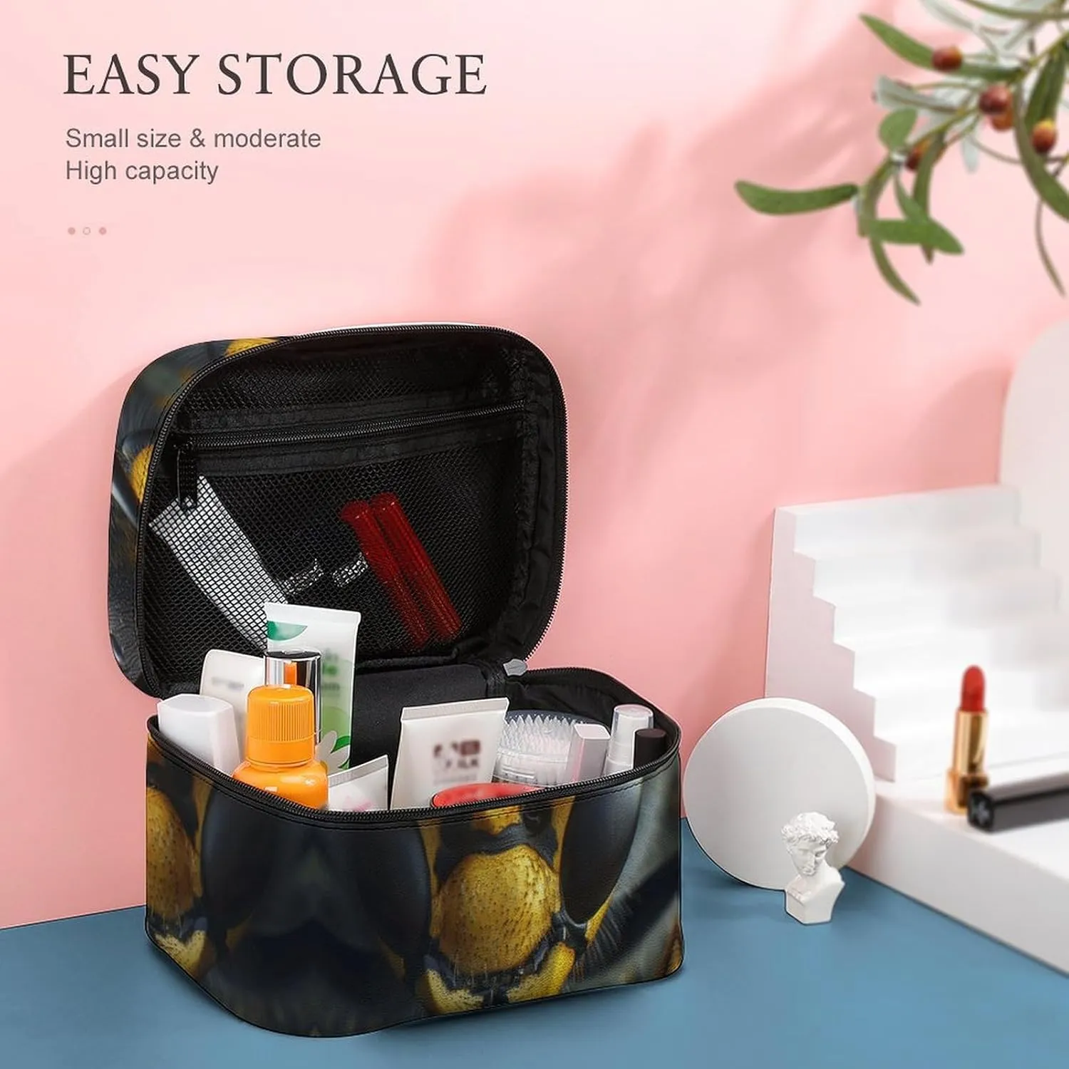Travel Toiletry Bag for Women And Men,Black Wasp Face Toiletry Organizer, Makeup Bag Travel Organizer for Shampoo,Toiletries