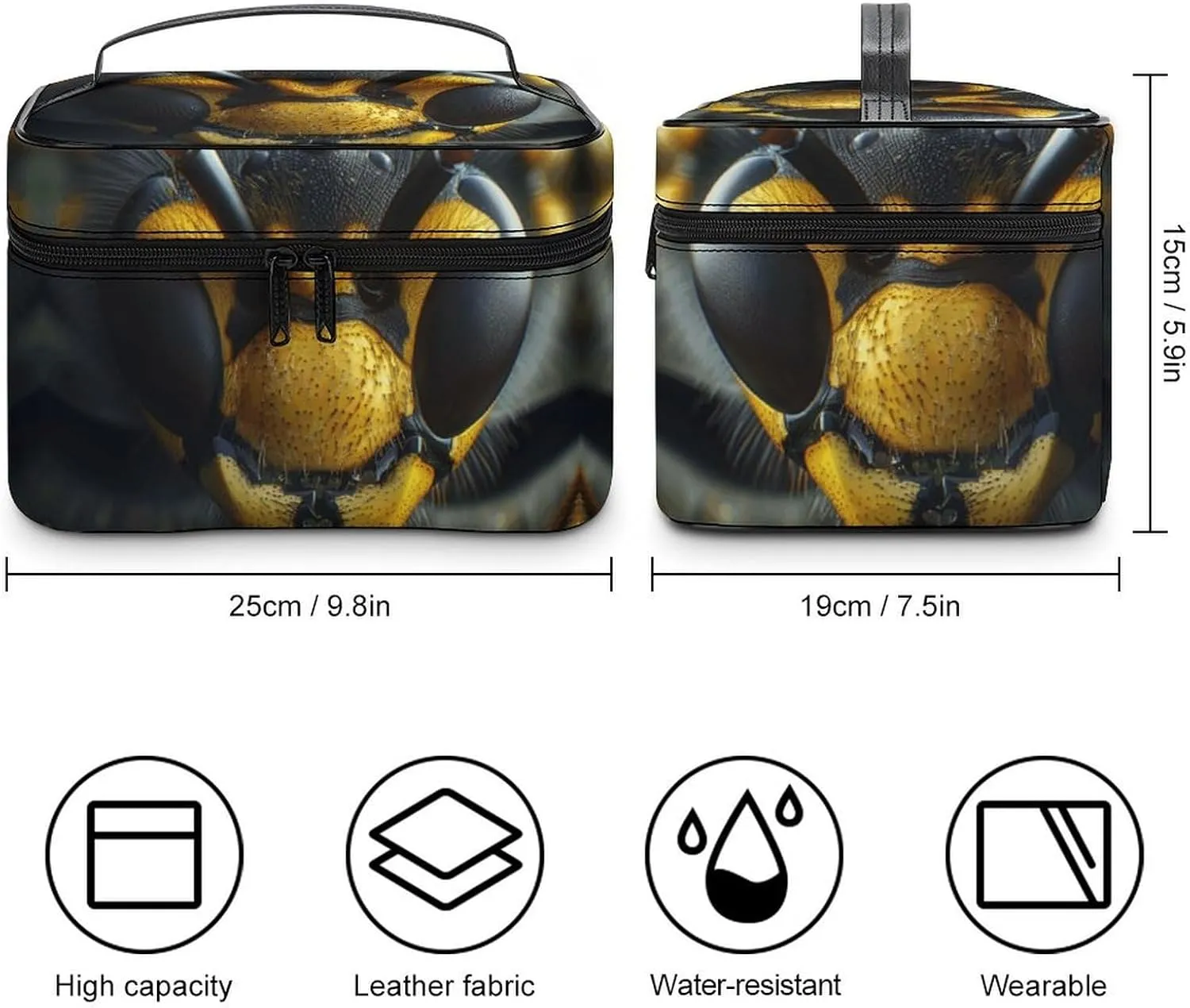 Travel Toiletry Bag for Women And Men,Black Wasp Face Toiletry Organizer, Makeup Bag Travel Organizer for Shampoo,Toiletries