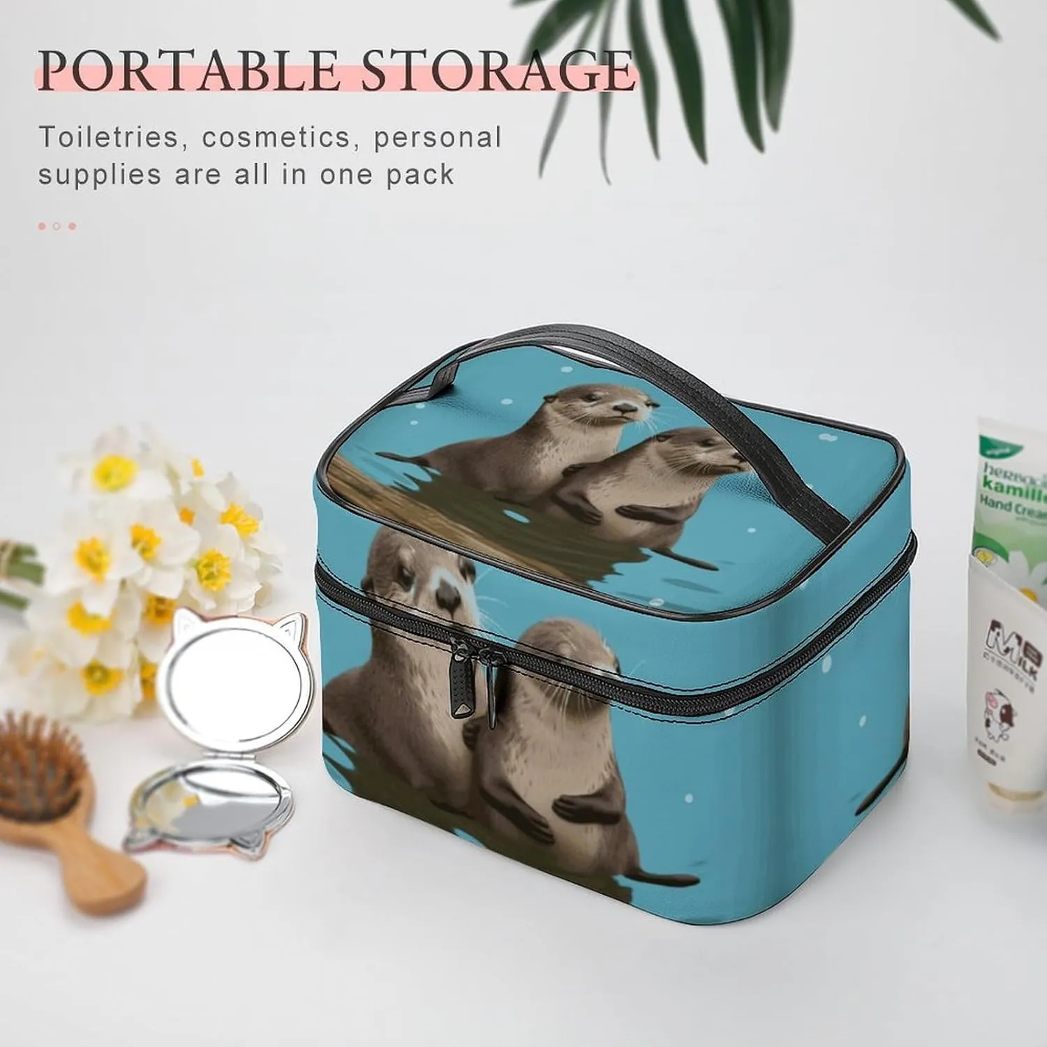 Travel Toiletry Bag for Women And Men,Cute Otters Toiletry Organizer, Makeup Bag Travel Organizer for Shampoo,Toiletries