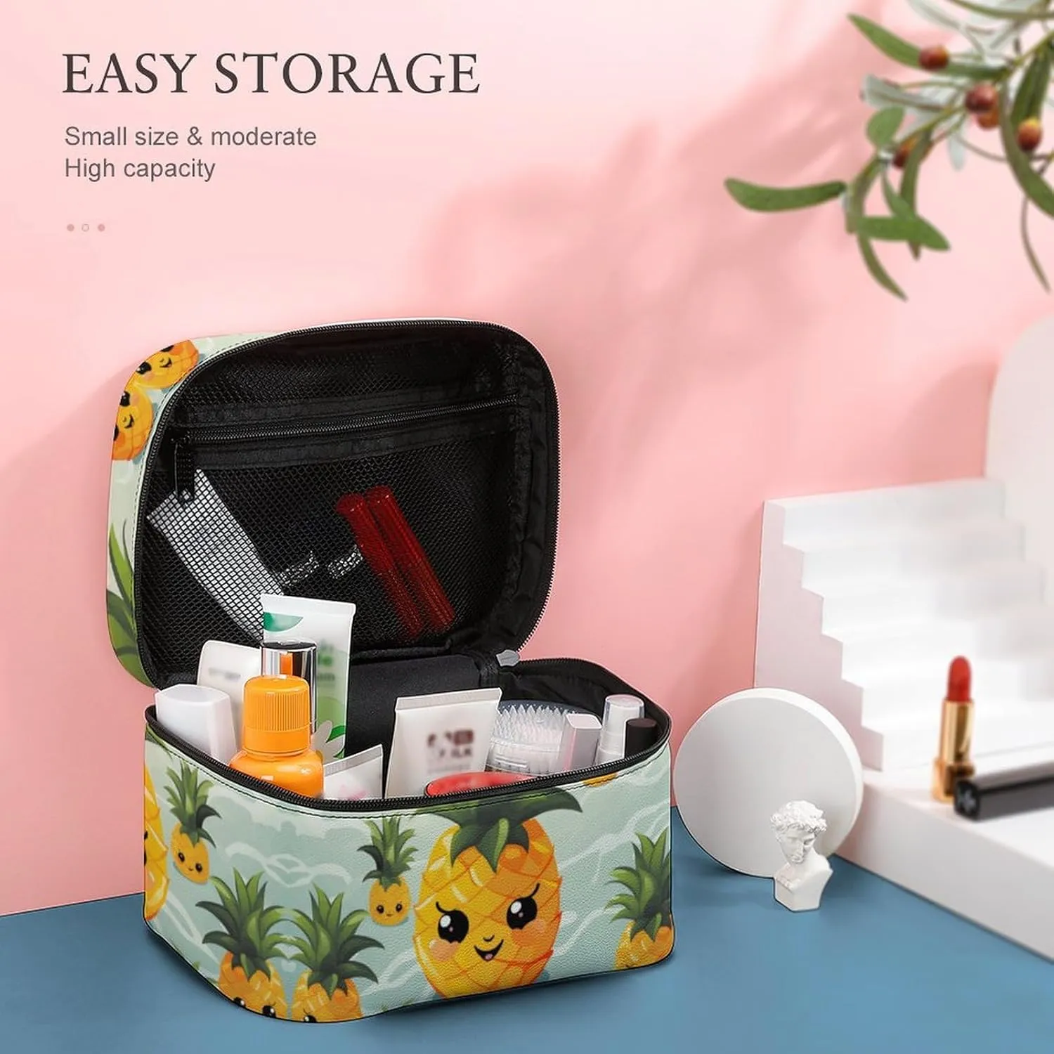 Travel Toiletry Bag for Women And Men,Cute Pineapple Toiletry Organizer, Makeup Bag Travel Organizer for Shampoo,Toiletries