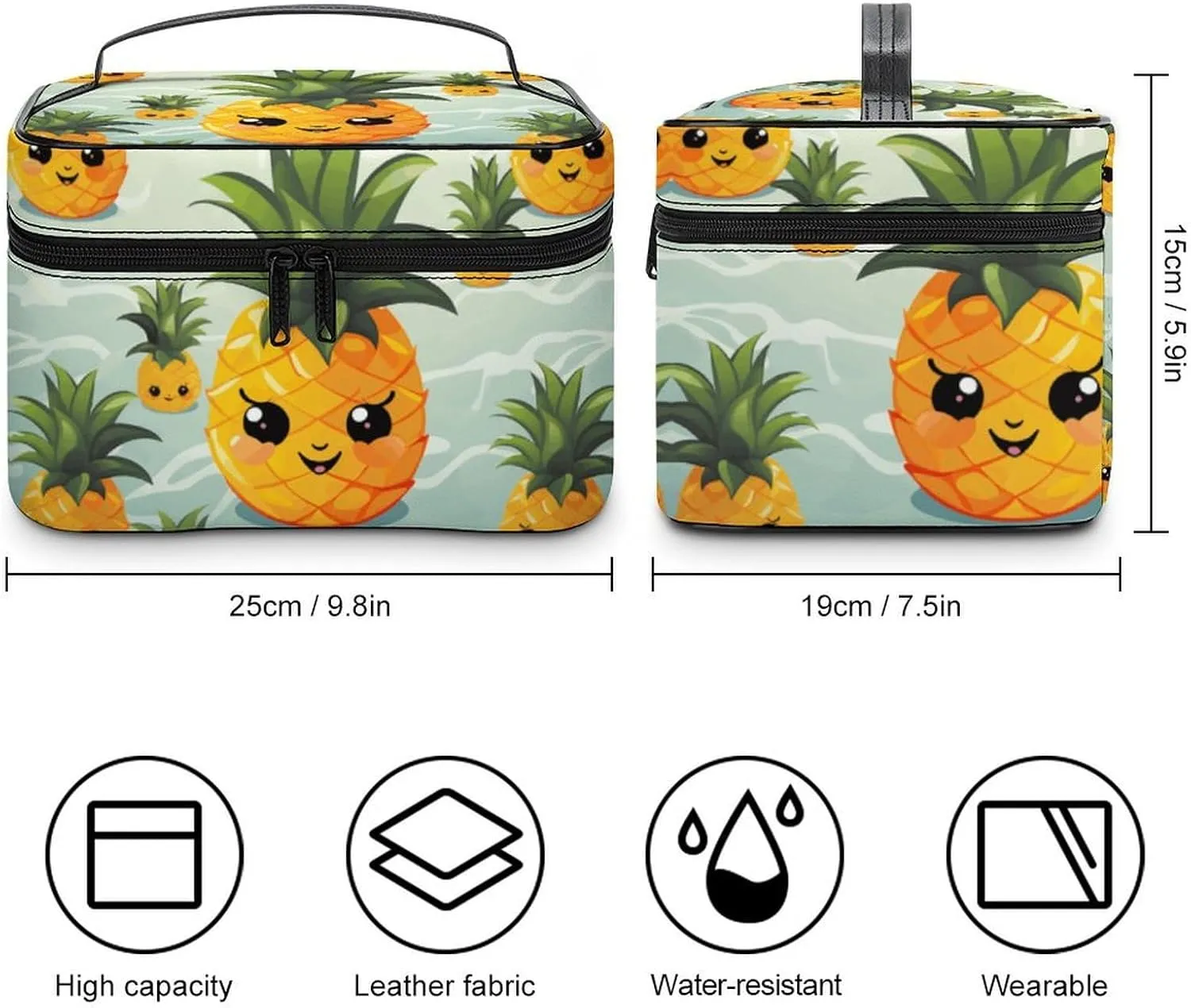 Travel Toiletry Bag for Women And Men,Cute Pineapple Toiletry Organizer, Makeup Bag Travel Organizer for Shampoo,Toiletries
