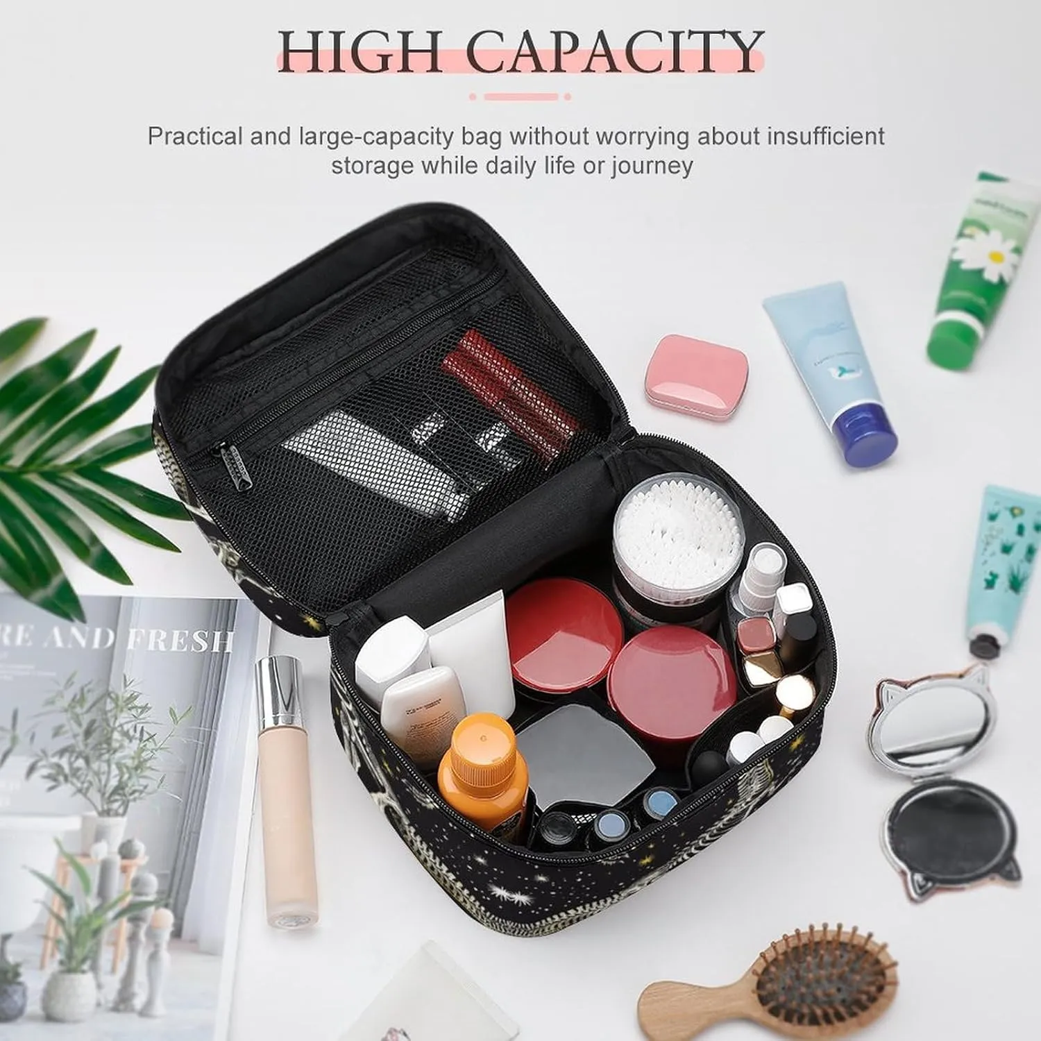 Travel Toiletry Bag for Women And Men,Dinosaur Skeleton Pattern Toiletry Organizer, Makeup Bag Travel Organizer for Shampoo,Toiletries