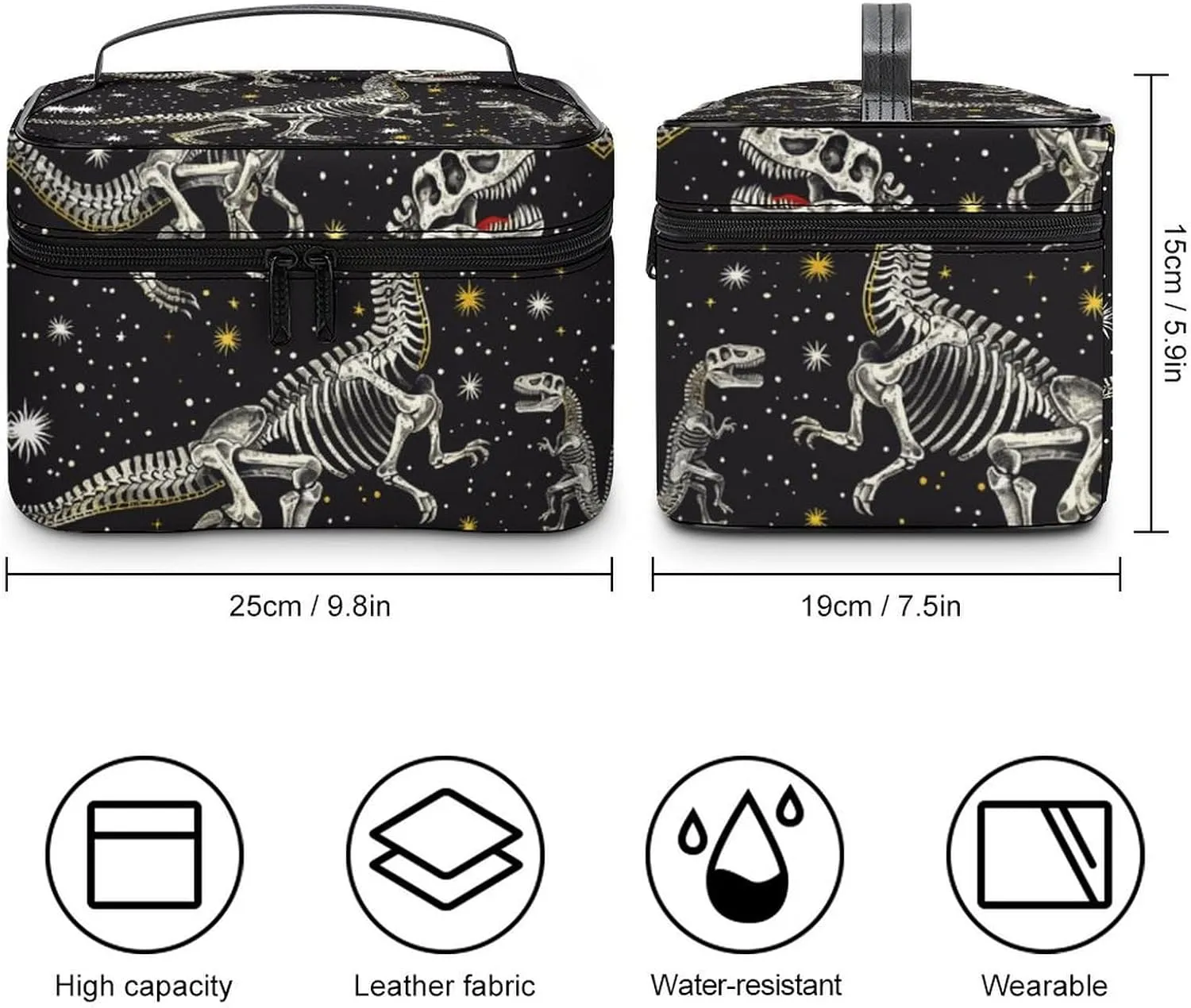 Travel Toiletry Bag for Women And Men,Dinosaur Skeleton Pattern Toiletry Organizer, Makeup Bag Travel Organizer for Shampoo,Toiletries