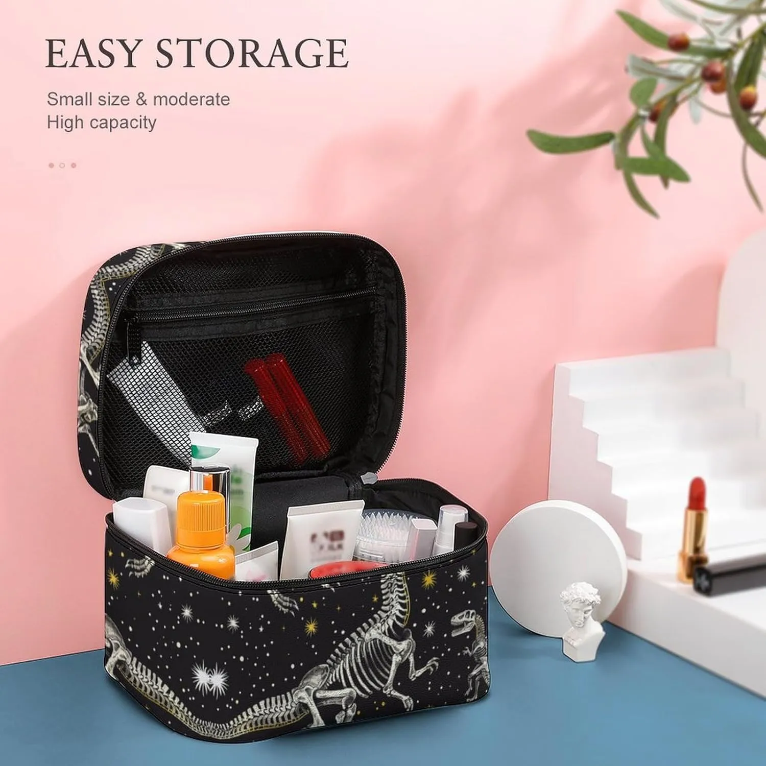 Travel Toiletry Bag for Women And Men,Dinosaur Skeleton Pattern Toiletry Organizer, Makeup Bag Travel Organizer for Shampoo,Toiletries