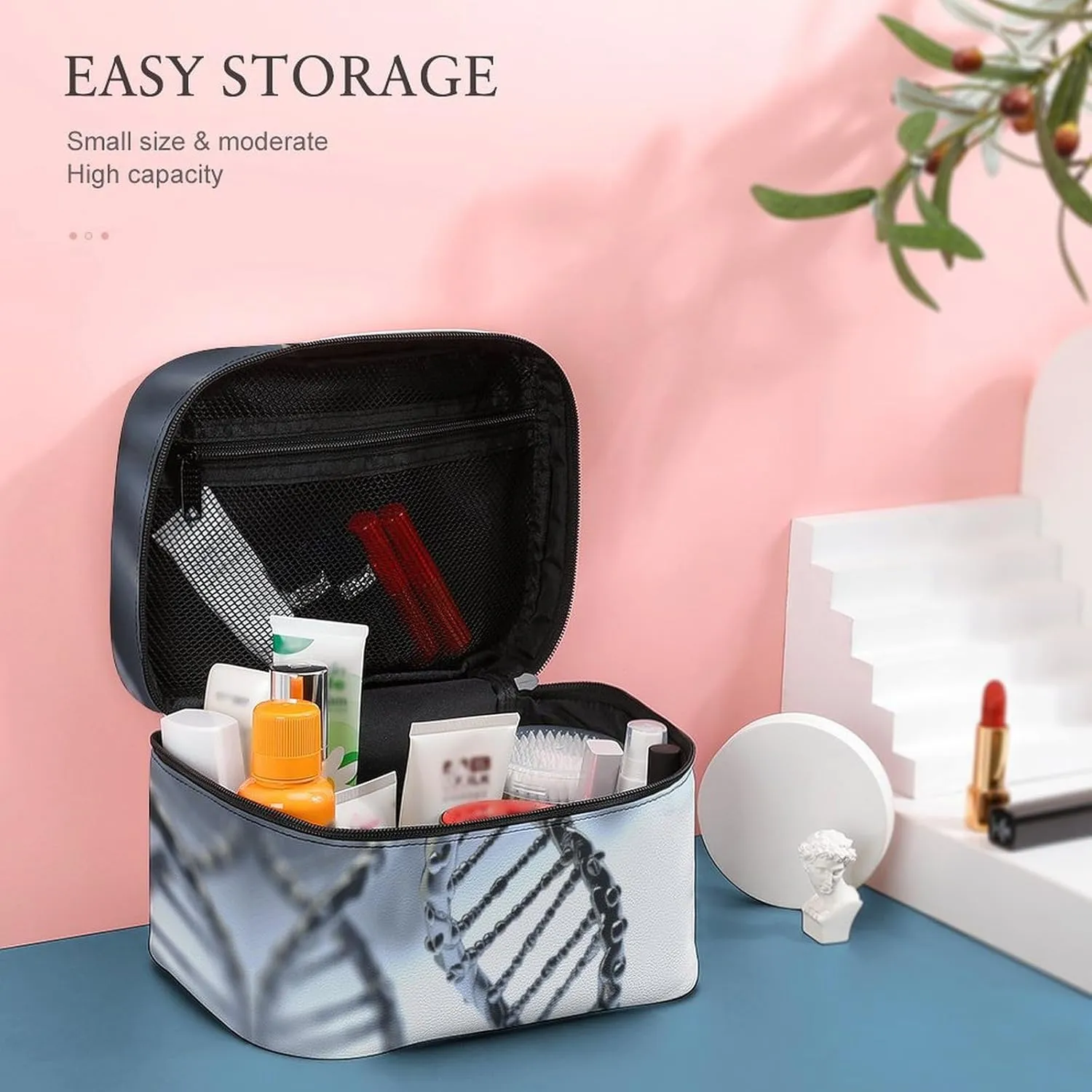 Travel Toiletry Bag for Women And Men,DNA Chain Photo Toiletry Organizer, Makeup Bag Travel Organizer for Shampoo,Toiletries