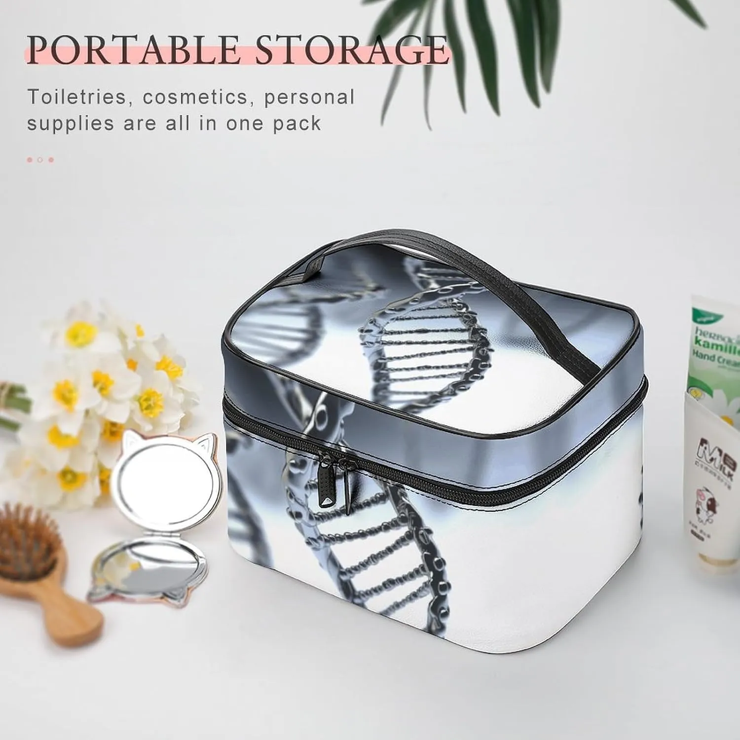 Travel Toiletry Bag for Women And Men,DNA Chain Photo Toiletry Organizer, Makeup Bag Travel Organizer for Shampoo,Toiletries