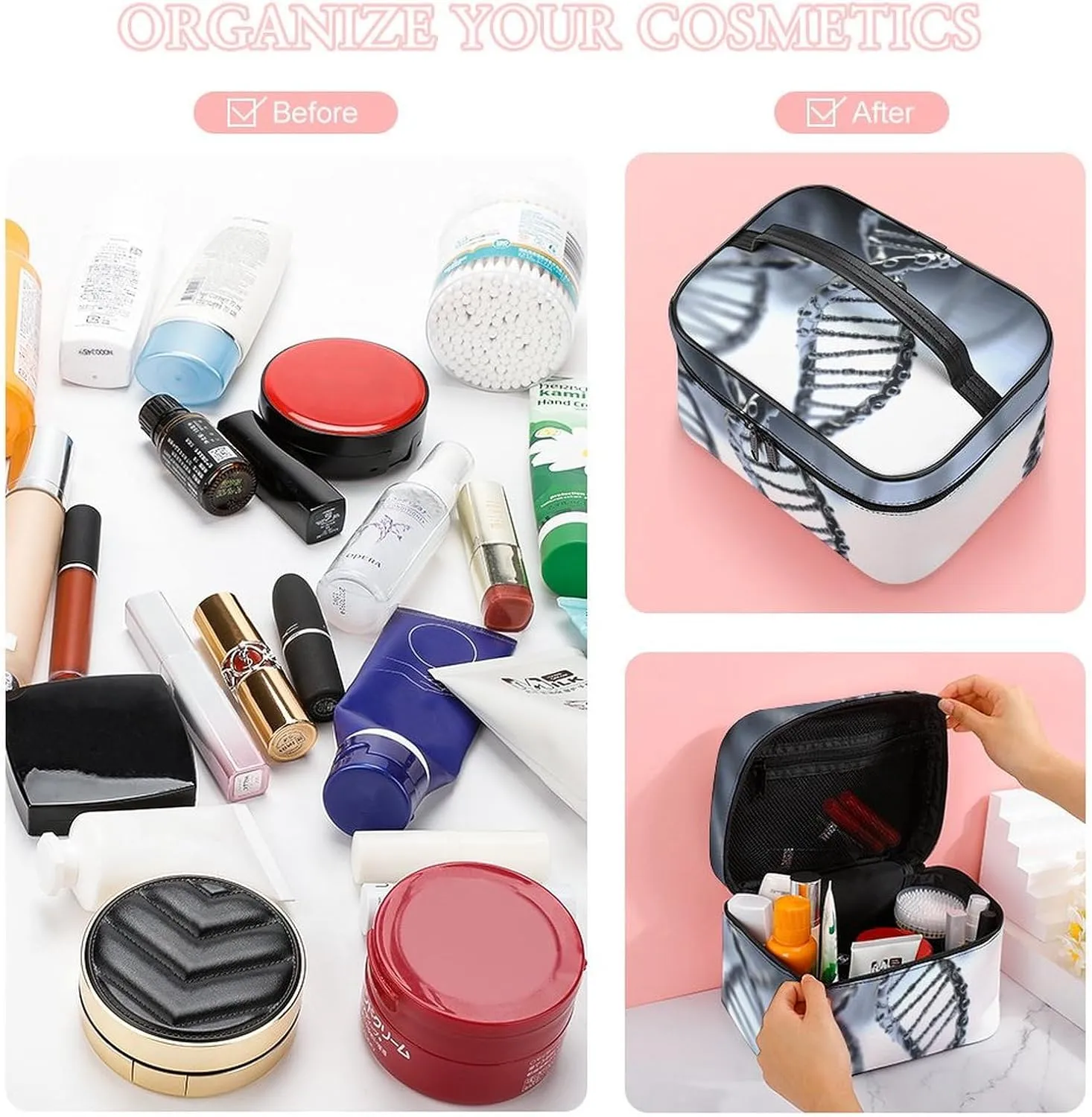 Travel Toiletry Bag for Women And Men,DNA Chain Photo Toiletry Organizer, Makeup Bag Travel Organizer for Shampoo,Toiletries