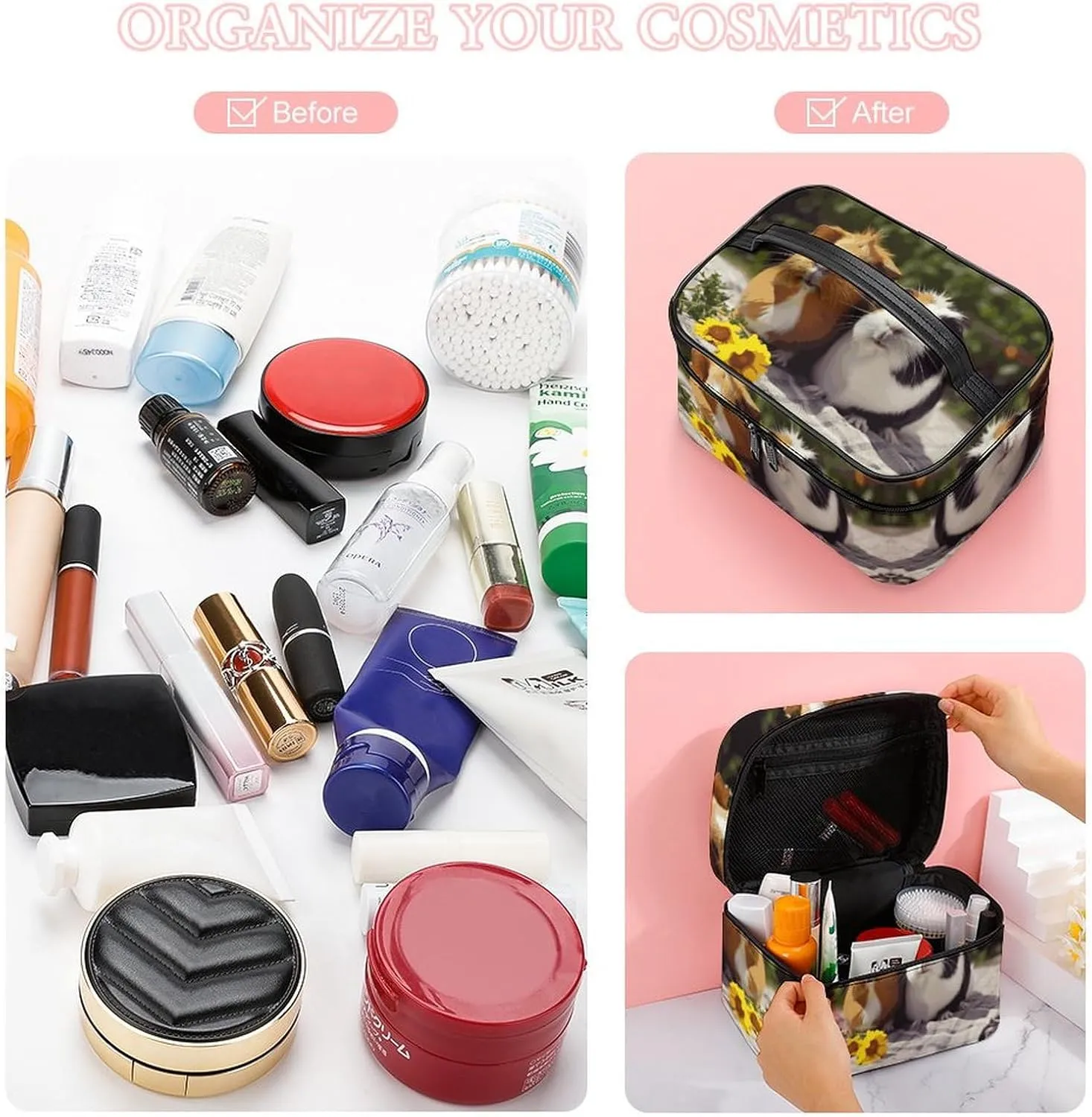 Travel Toiletry Bag for Women And Men,Guinea Pigs Funny Toiletry Organizer, Makeup Bag Travel Organizer for Shampoo,Toiletries