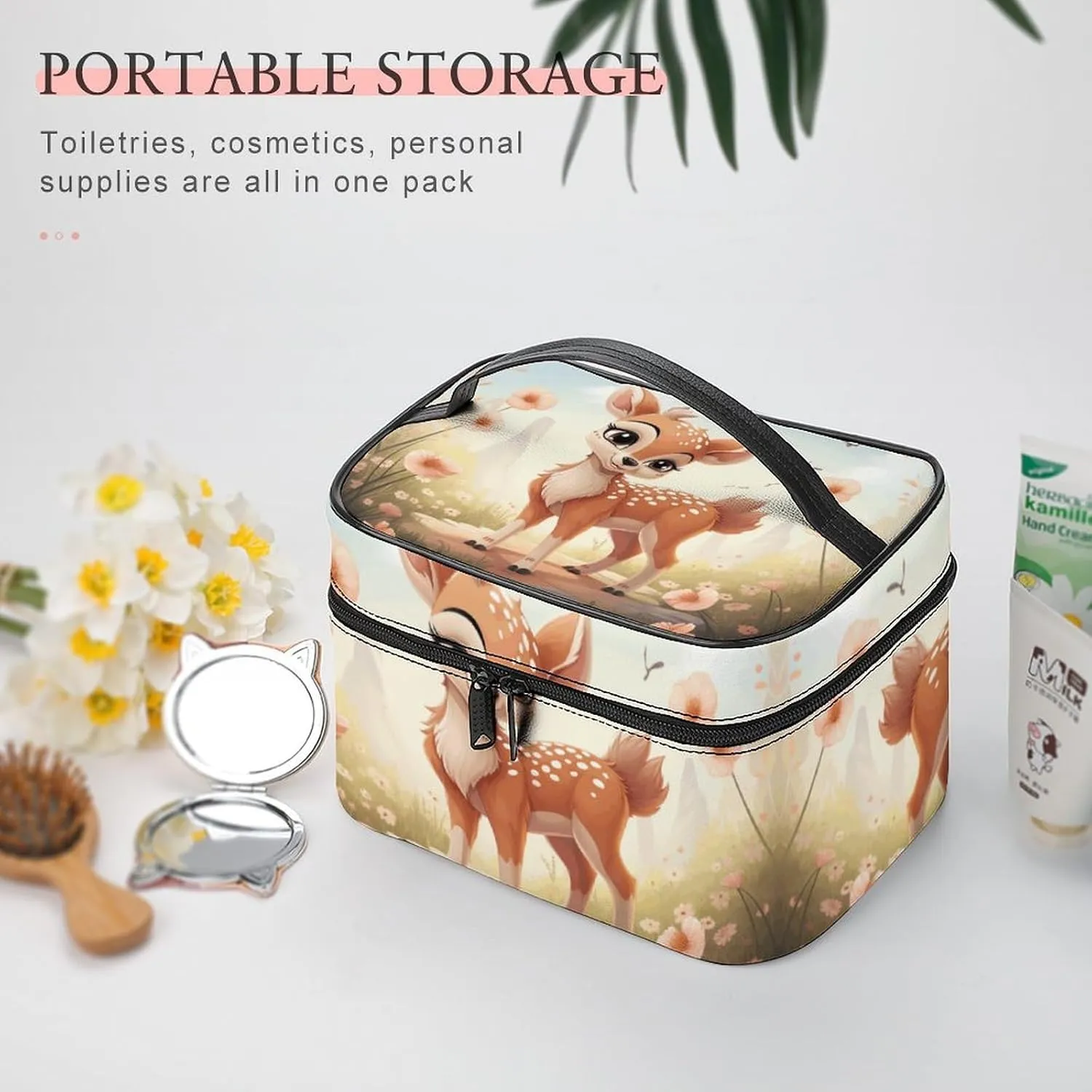 Travel Toiletry Bag for Women And Men,Lovely Deer Toiletry Organizer, Makeup Bag Travel Organizer for Shampoo,Toiletries