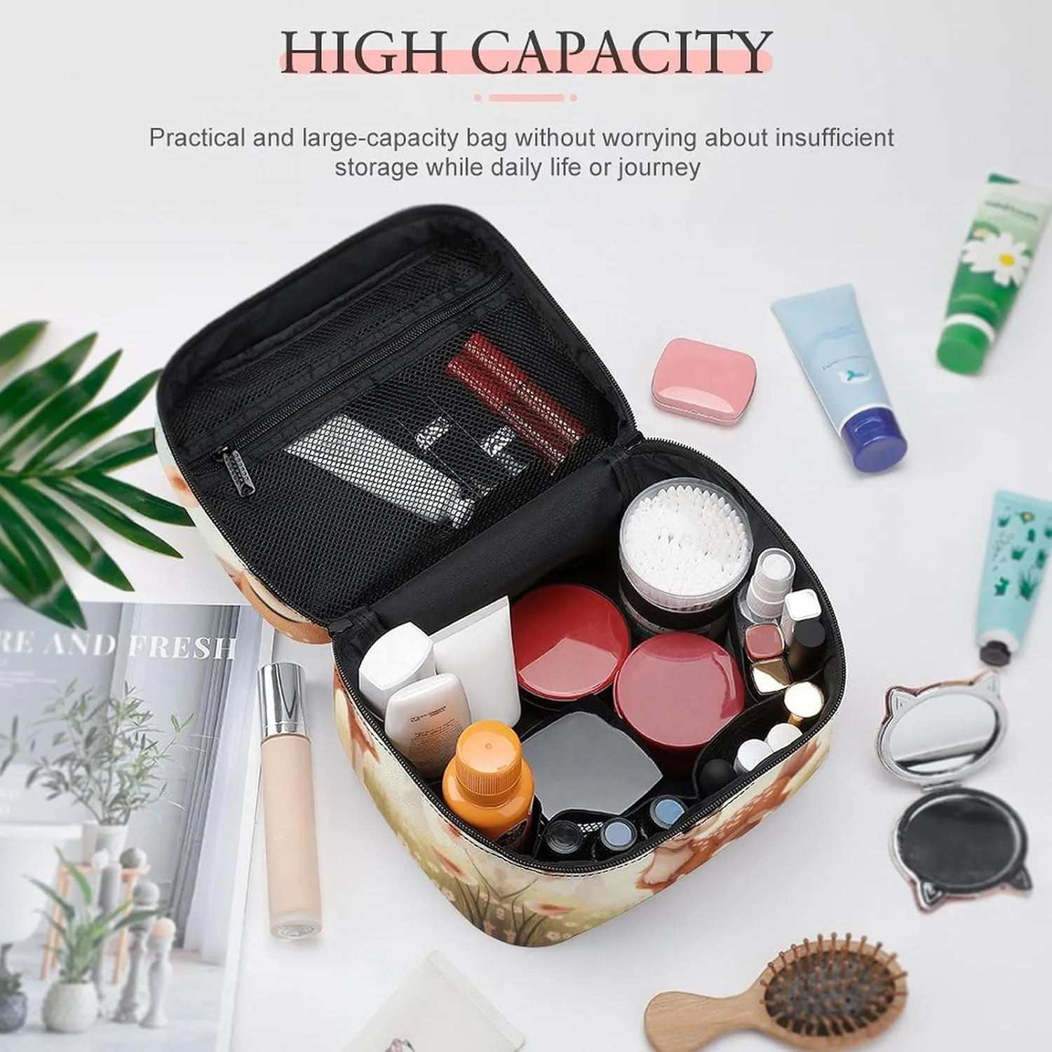 Travel Toiletry Bag for Women And Men,Lovely Deer Toiletry Organizer, Makeup Bag Travel Organizer for Shampoo,Toiletries
