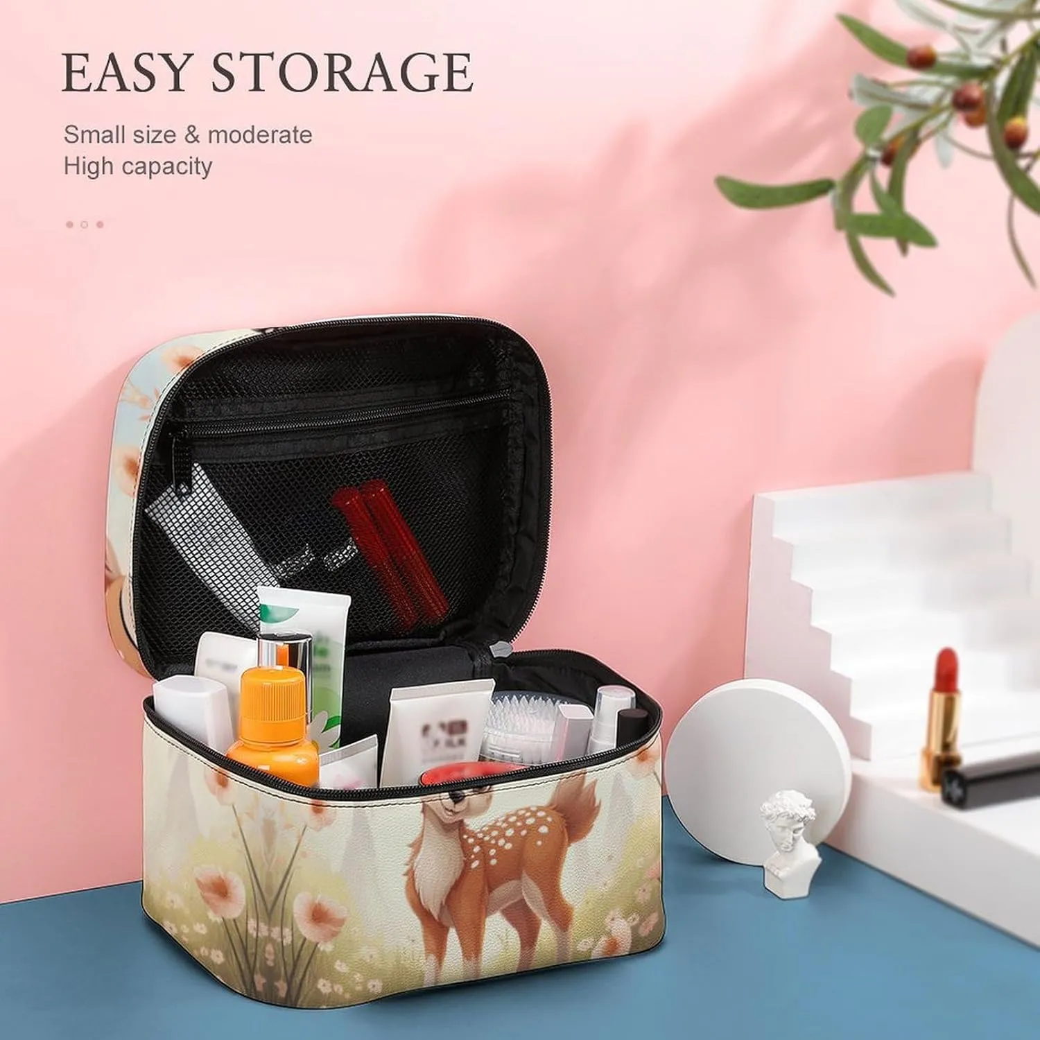 Travel Toiletry Bag for Women And Men,Lovely Deer Toiletry Organizer, Makeup Bag Travel Organizer for Shampoo,Toiletries