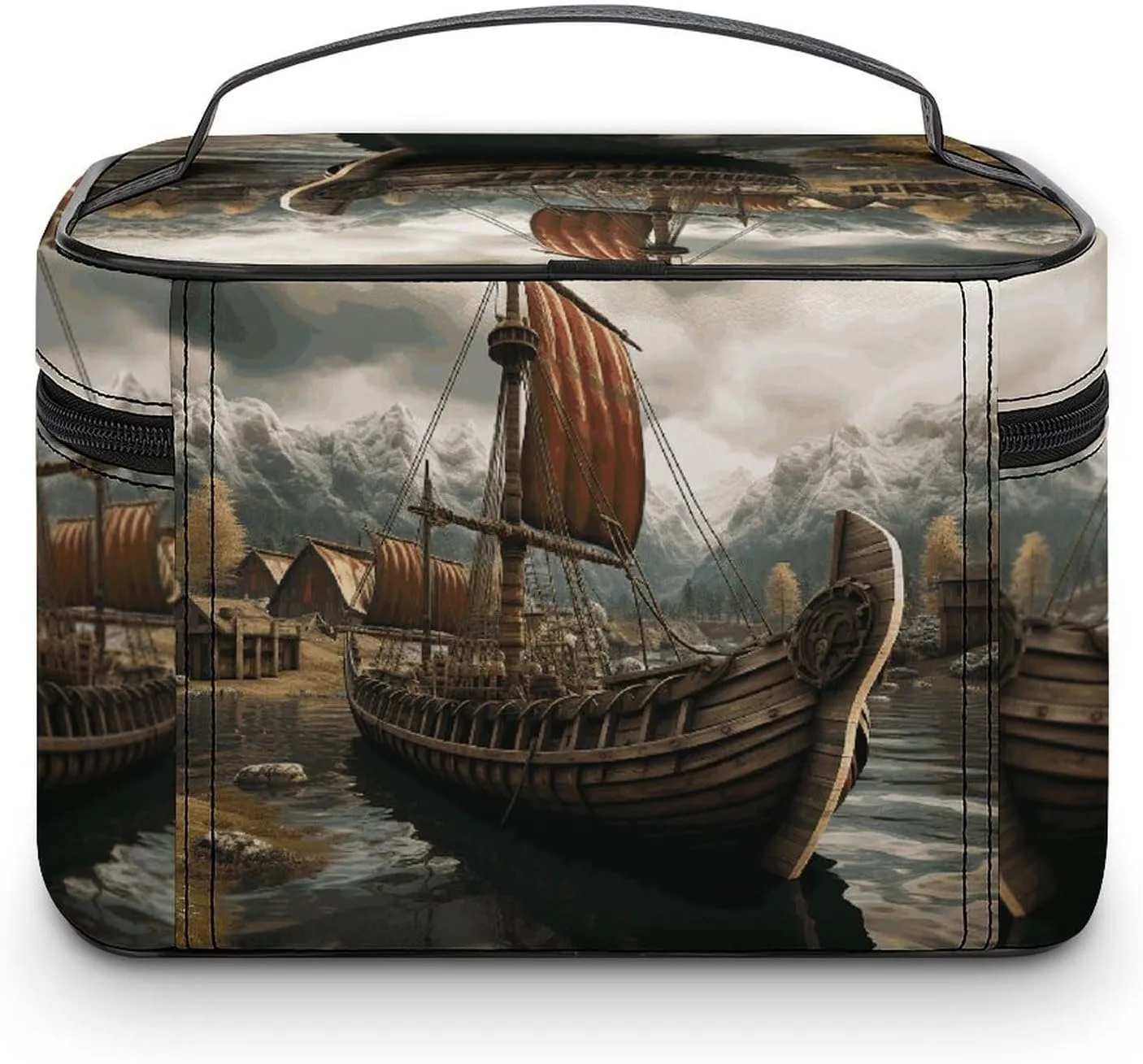 Travel Toiletry Bag for Women And Men,Old Viking Boat Toiletry Organizer, Makeup Bag Travel Organizer for Shampoo,Toiletries
