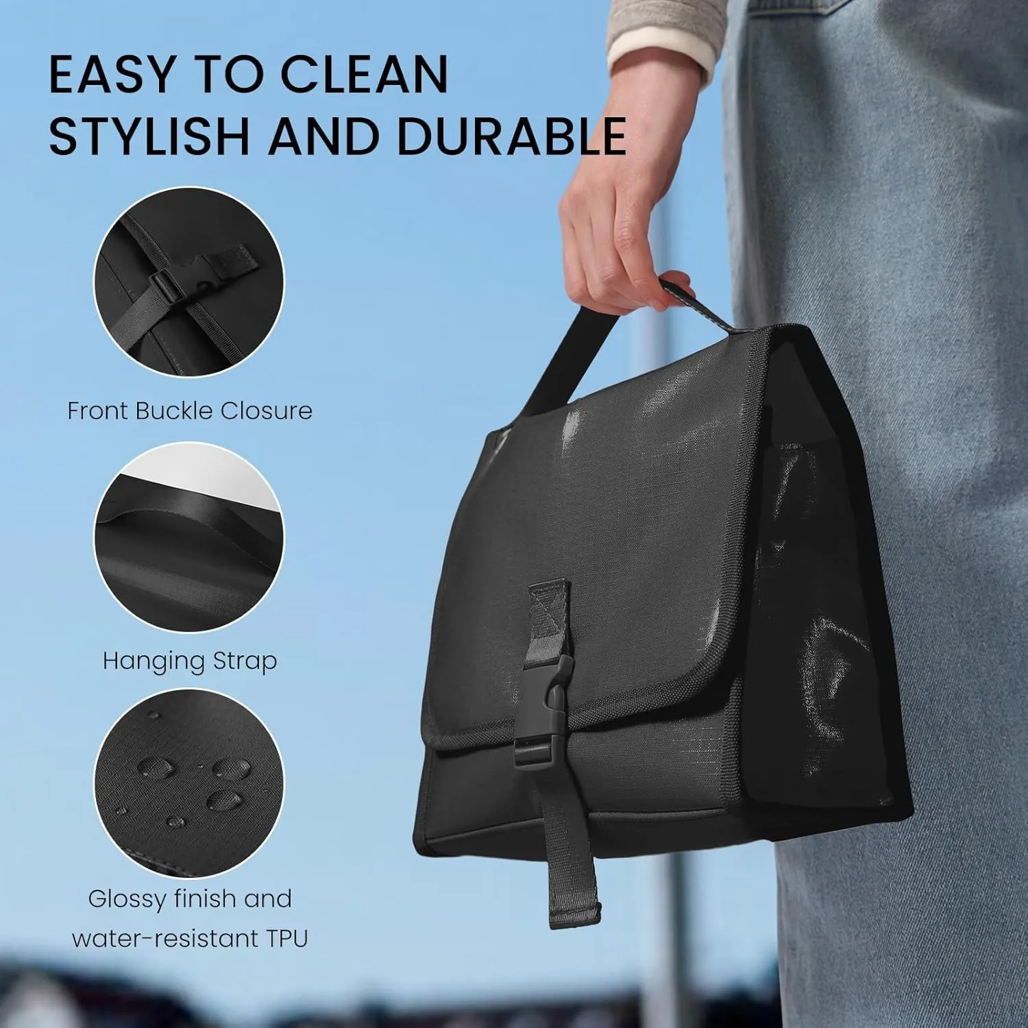 Travel Toiletry Bag for Women Portable Waterproof Cosmetic Makeup Bag Organizer for Container Toiletries (black)