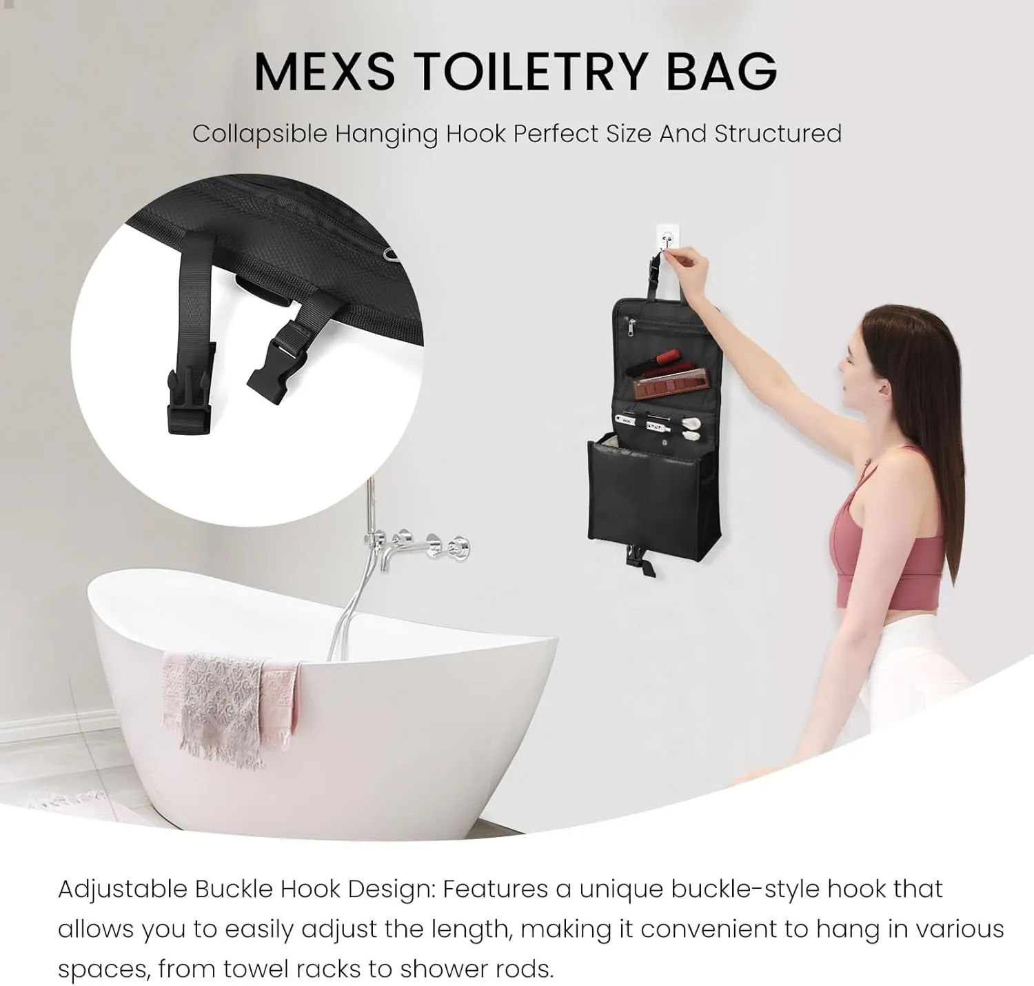 Travel Toiletry Bag for Women Portable Waterproof Cosmetic Makeup Bag Organizer for Container Toiletries (black)