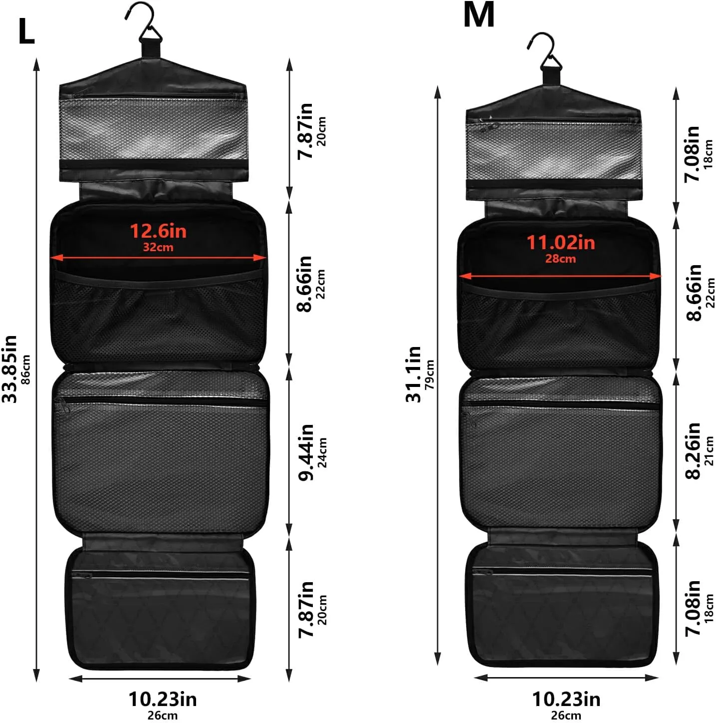 Travel Toiletry Bag Hanging Cosmetic Bag Compact Toiletry Bag with Large Capacity for Women Medium Blue Leaves