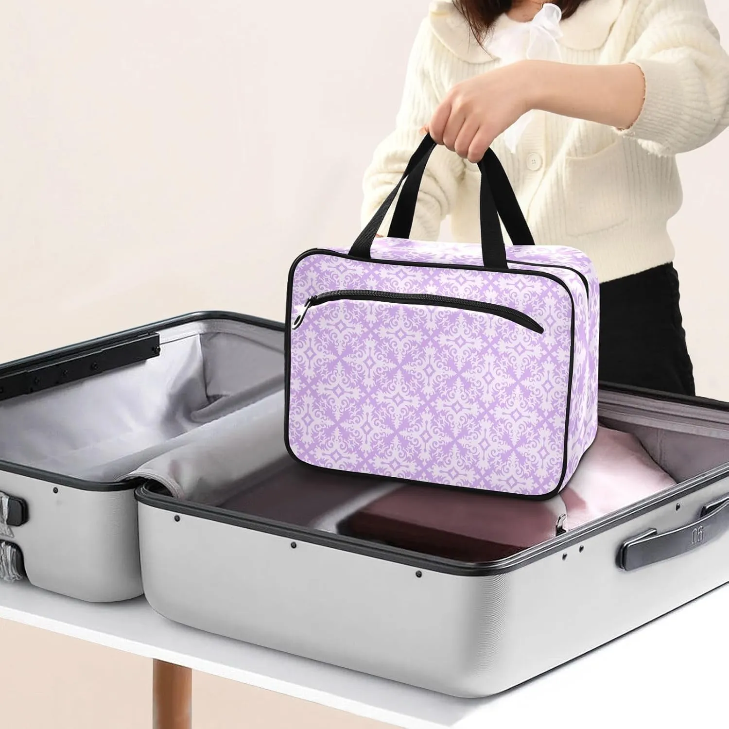 Travel Toiletry Bag Hanging Cosmetic Bag Compact Toiletry Bag with Large Capacity for Women Medium Flourish Purple