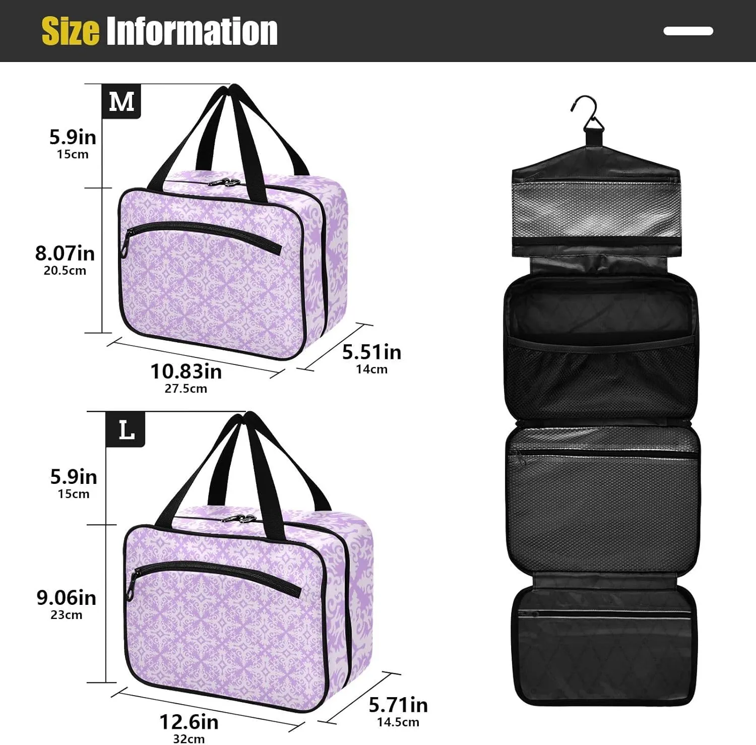 Travel Toiletry Bag Hanging Cosmetic Bag Compact Toiletry Bag with Large Capacity for Women Medium Flourish Purple