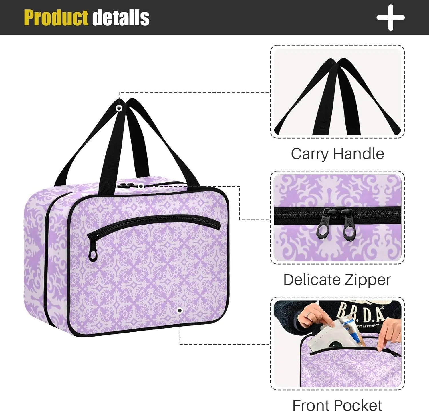Travel Toiletry Bag Hanging Cosmetic Bag Compact Toiletry Bag with Large Capacity for Women Medium Flourish Purple