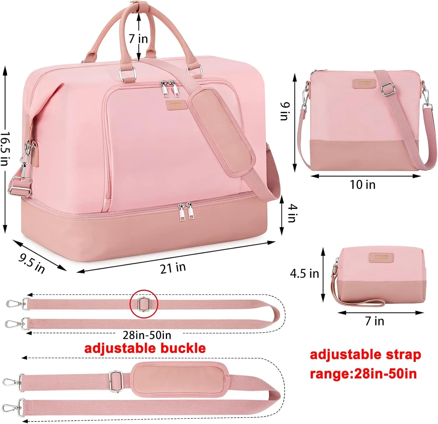 Travel Weekender Bag for Women, Overnight Bag with Shoe Compartment, Oversized Travel Duffel Bag Carry On Tote with Trolley Sleeve 21" for Weekend Travel Business Trip