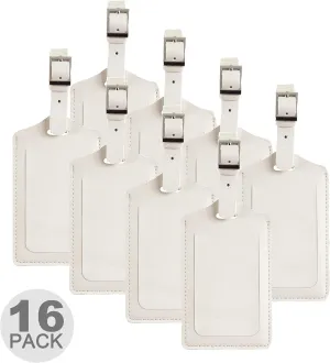 Travelambo 8 Pack Luggage Tags Faux Leather for Suitcases Travel Bag Labels with Protection Cover ID