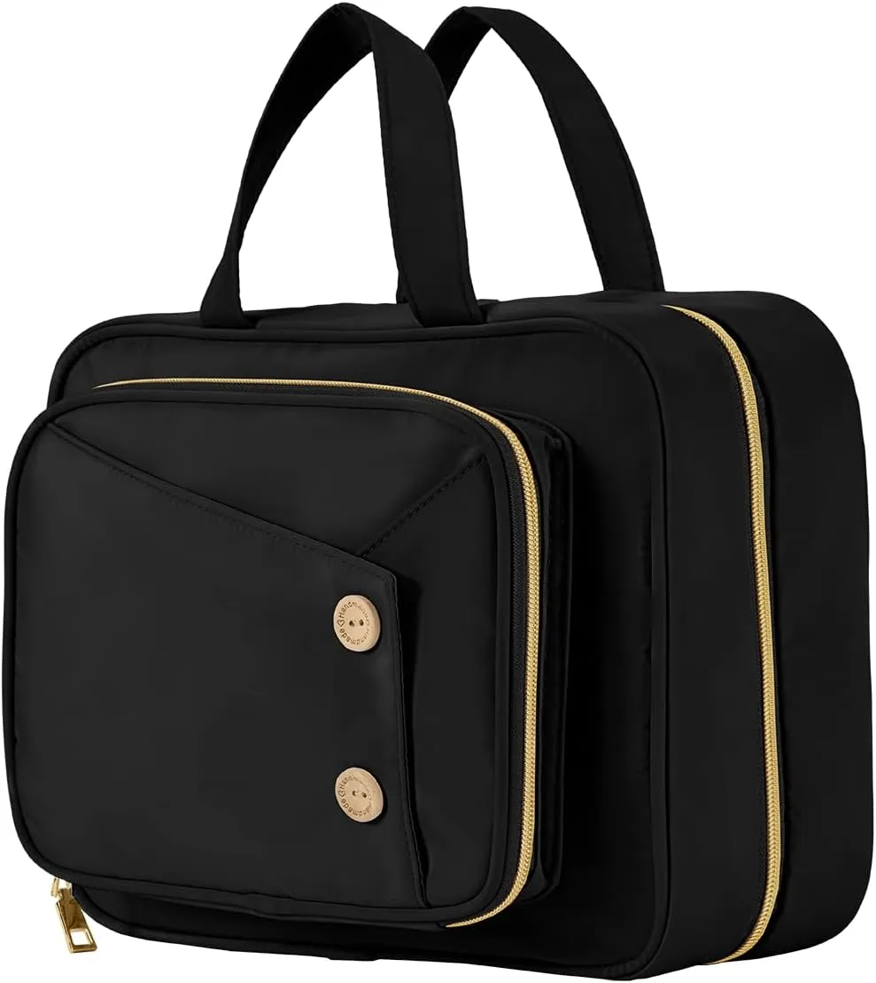 TRO&HOM Toiletry Bag for Women,Toiletry Travel Bag with Hanging Hook,Water-resistant Cosmetic Bag Travel Full-size Toiletry Organizer for Accessories, Shampoo, Toiletries